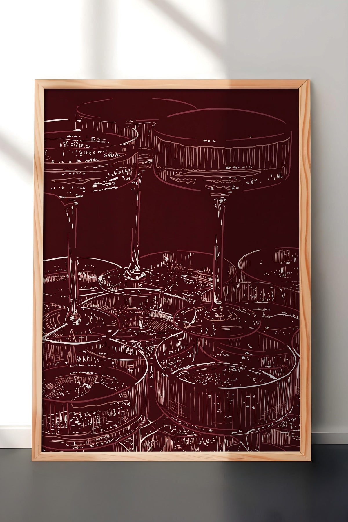 Zarif Bardak Deseni Poster – Ahşap Çerçeveli Tablo