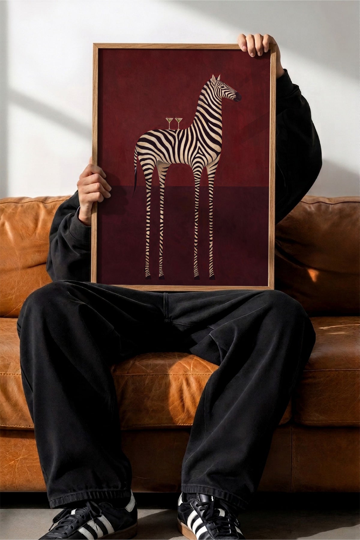 Garip Zebra Yorumu Poster – Ahşap Çerçeveli Tablo