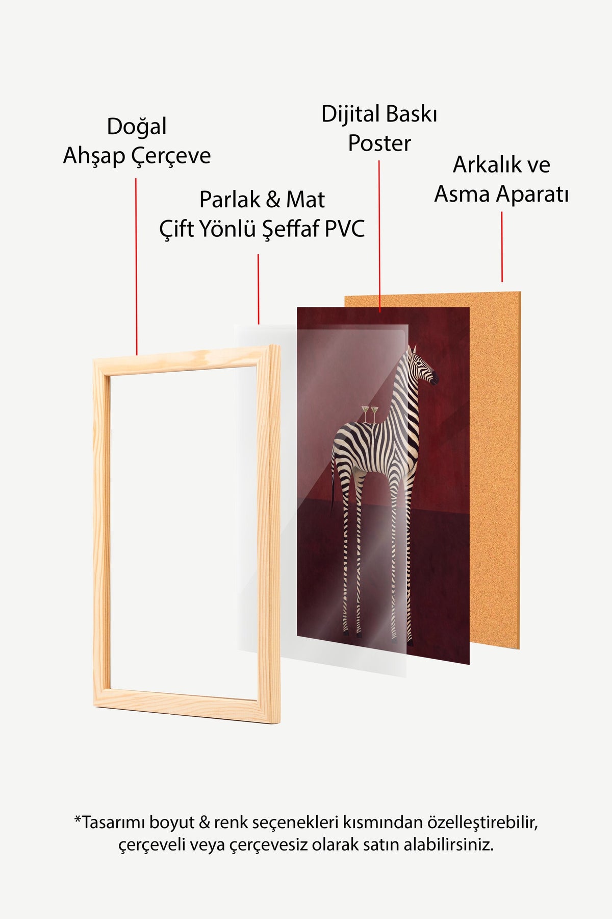 Garip Zebra Yorumu Poster – Ahşap Çerçeveli Tablo