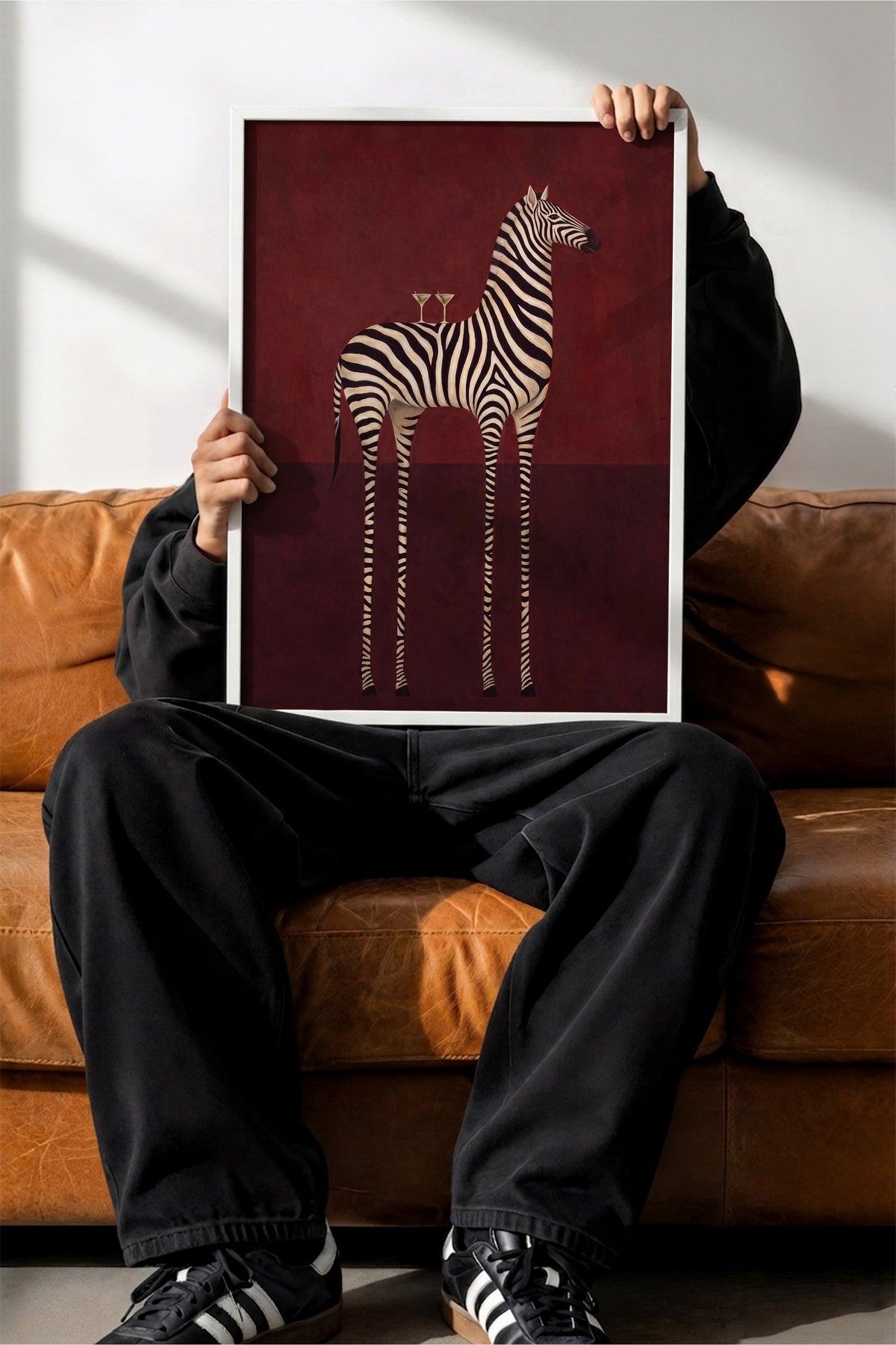Garip Zebra Yorumu Poster – Beyaz Çerçeveli Tablo