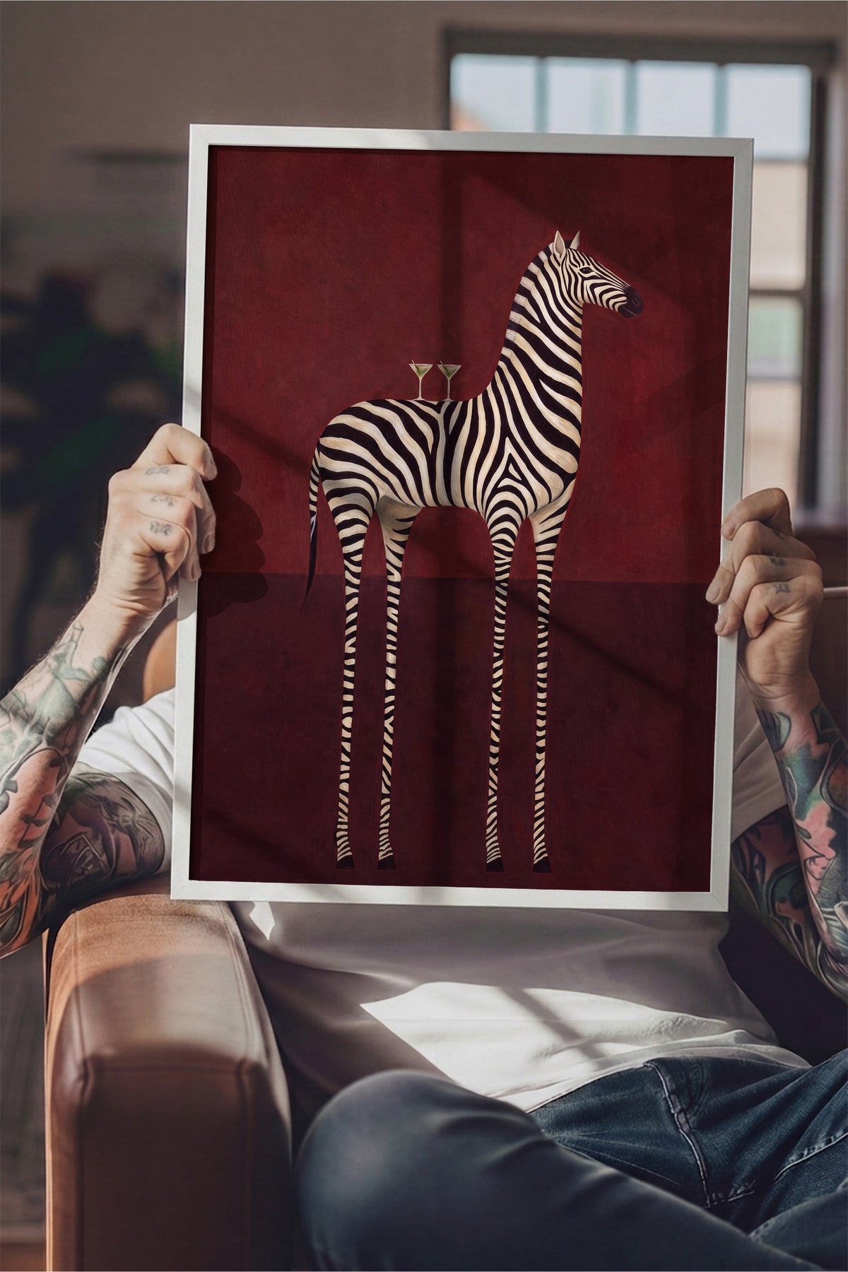 Garip Zebra Yorumu Poster – Beyaz Çerçeveli Tablo
