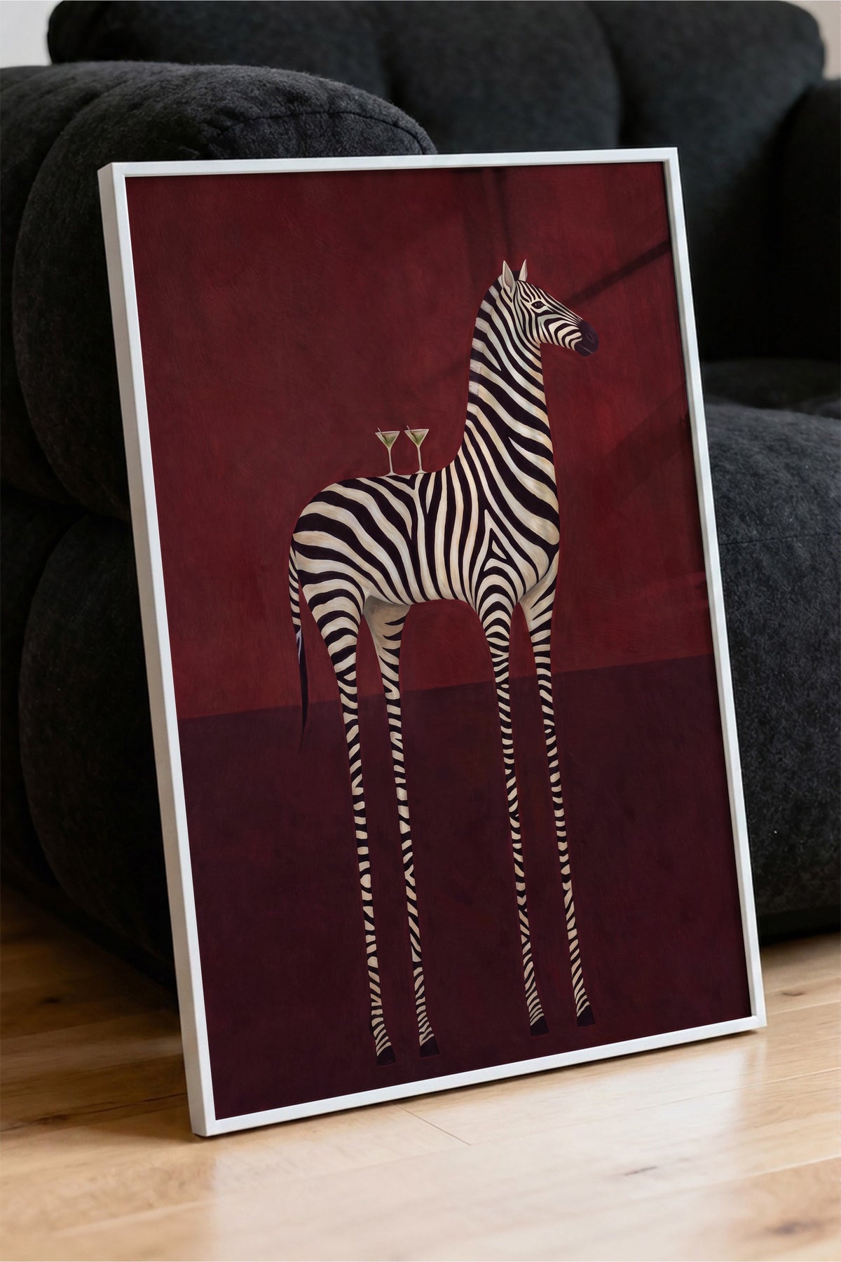 Garip Zebra Yorumu Poster – Beyaz Çerçeveli Tablo