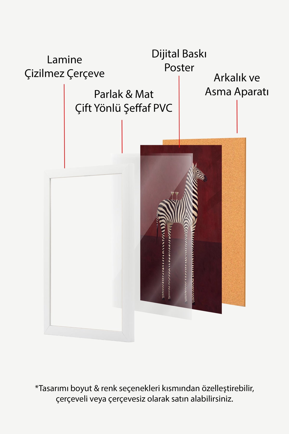 Garip Zebra Yorumu Poster – Beyaz Çerçeveli Tablo