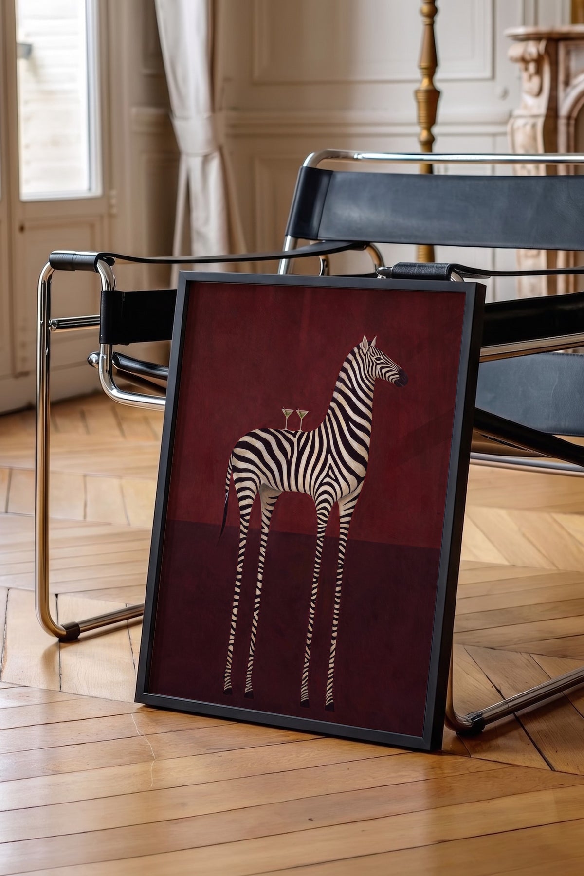 Garip Zebra Yorumu Poster – Siyah Çerçeveli Tablo