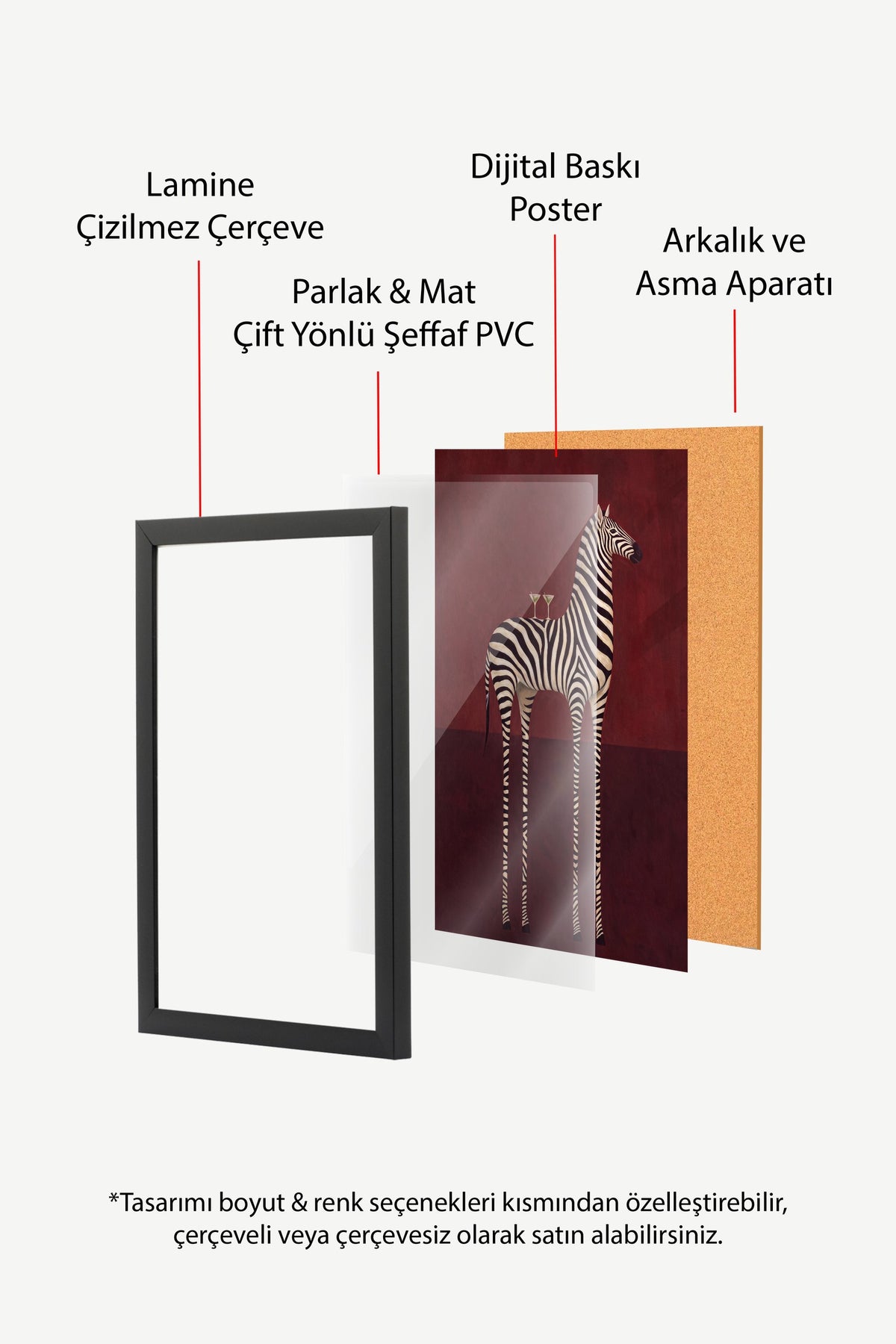 Garip Zebra Yorumu Poster – Siyah Çerçeveli Tablo