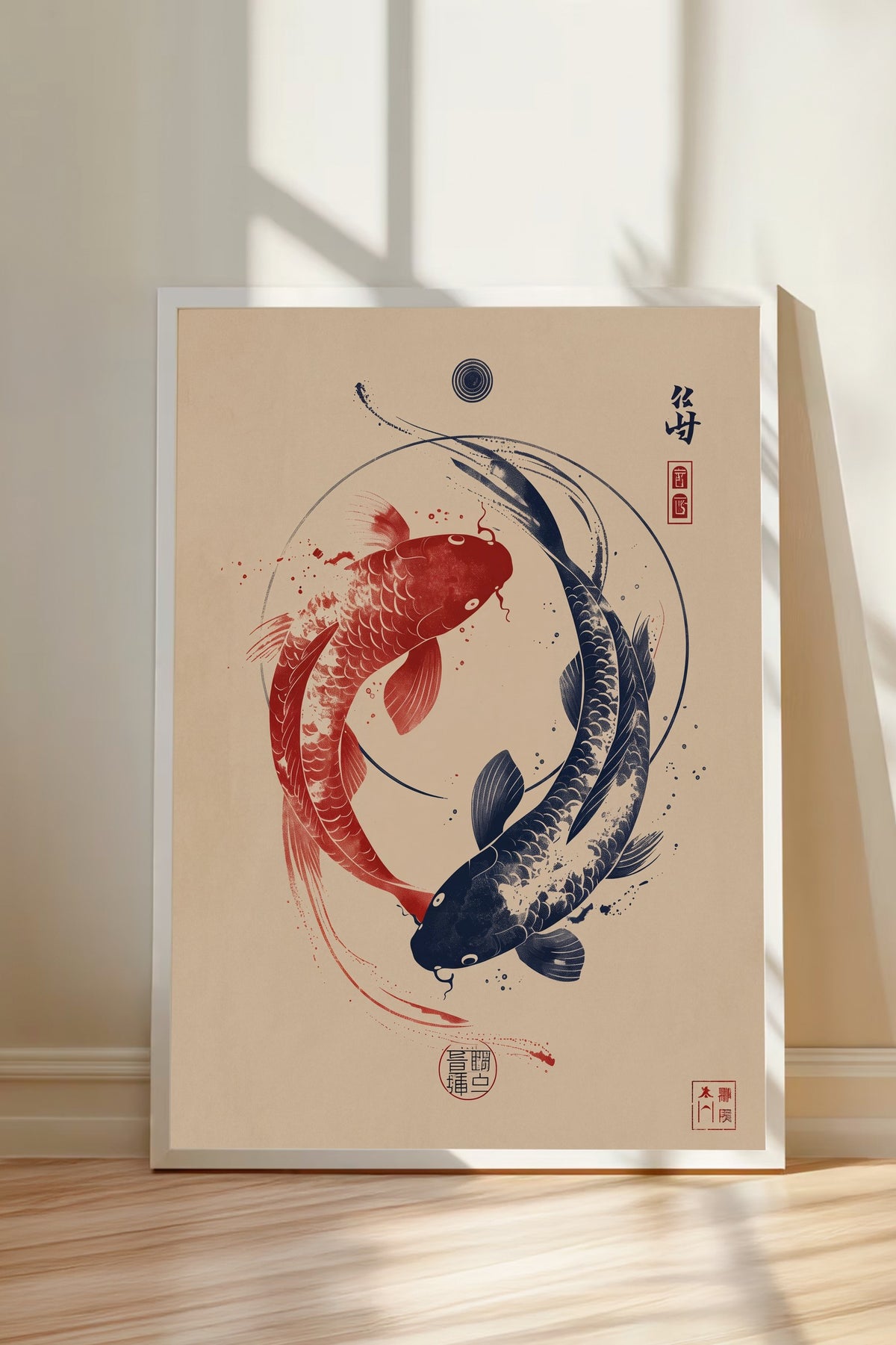 Zen Balıkları Poster – Beyaz Çerçeveli Tablo