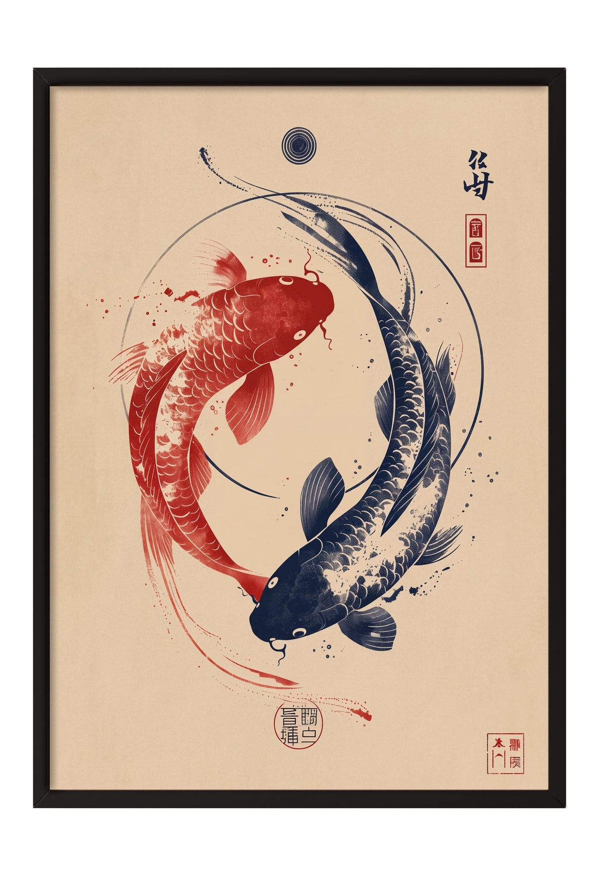 Zen Balıkları Poster – Siyah Çerçeveli Tablo