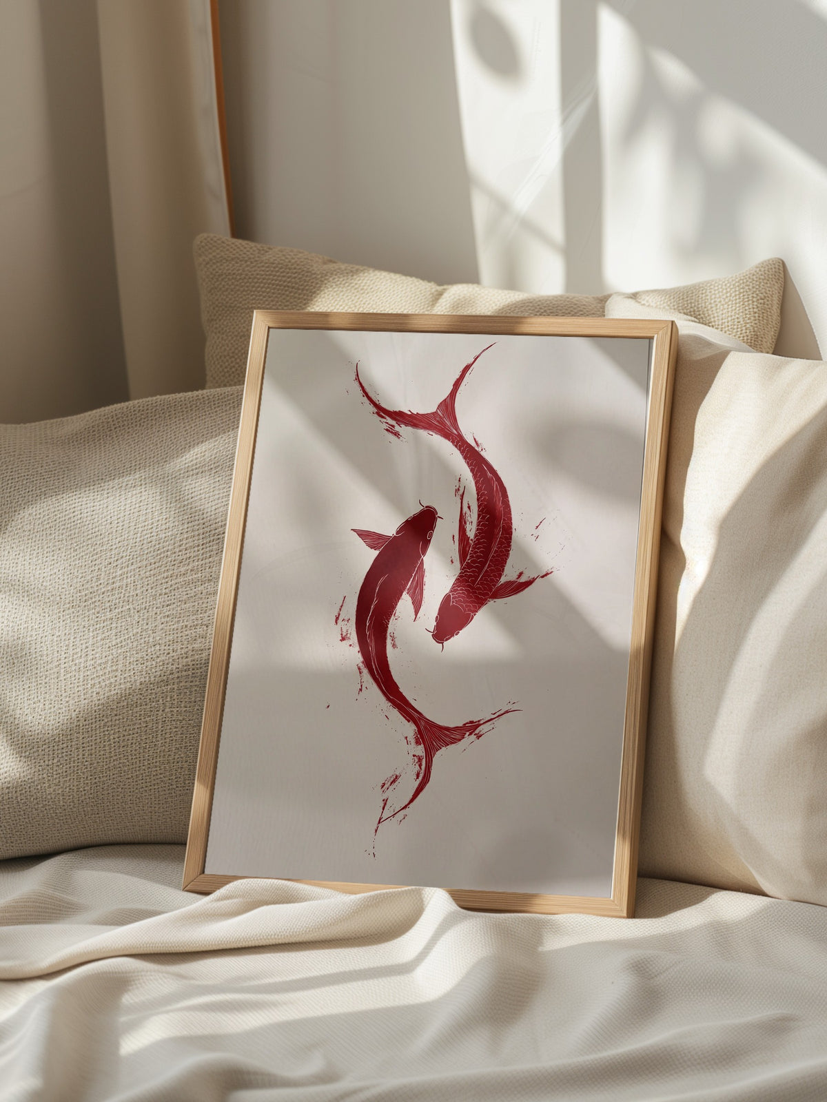 Kırmızı Balık Çiftleri Poster – Ahşap Çerçeveli Tablo