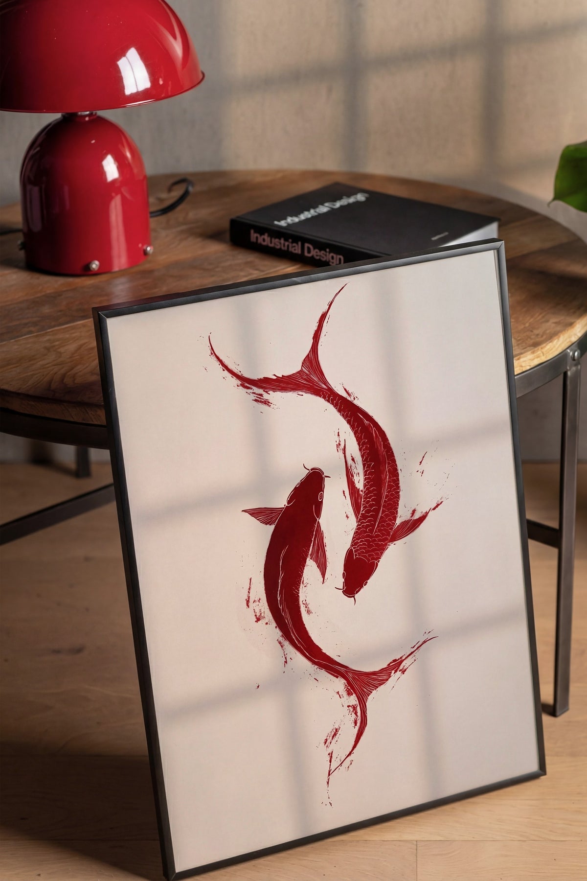 Kırmızı Balık Çiftleri Poster – Siyah Çerçeveli Tablo