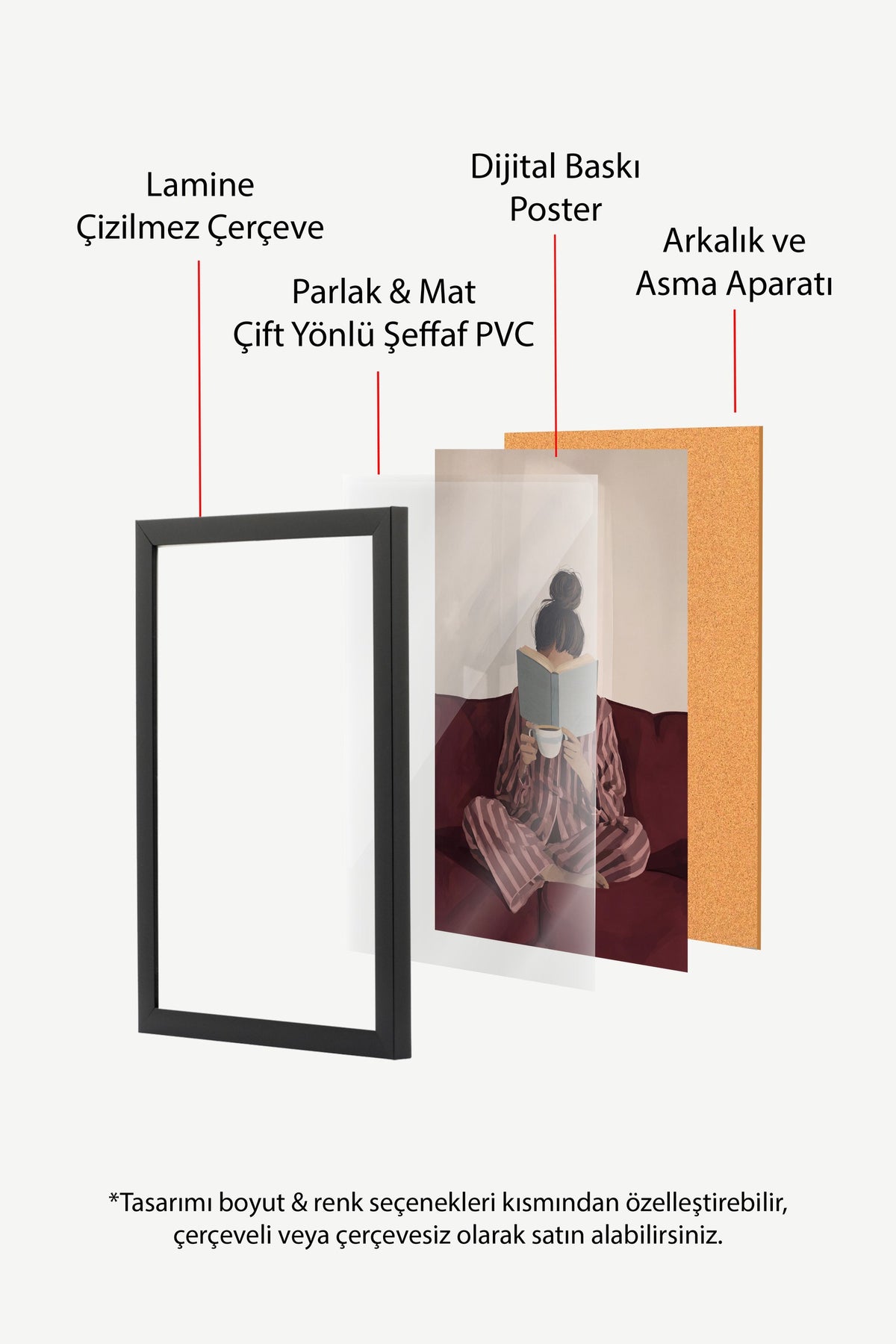 Kitap Okuyan Kız Poster – Siyah Çerçeveli Tablo