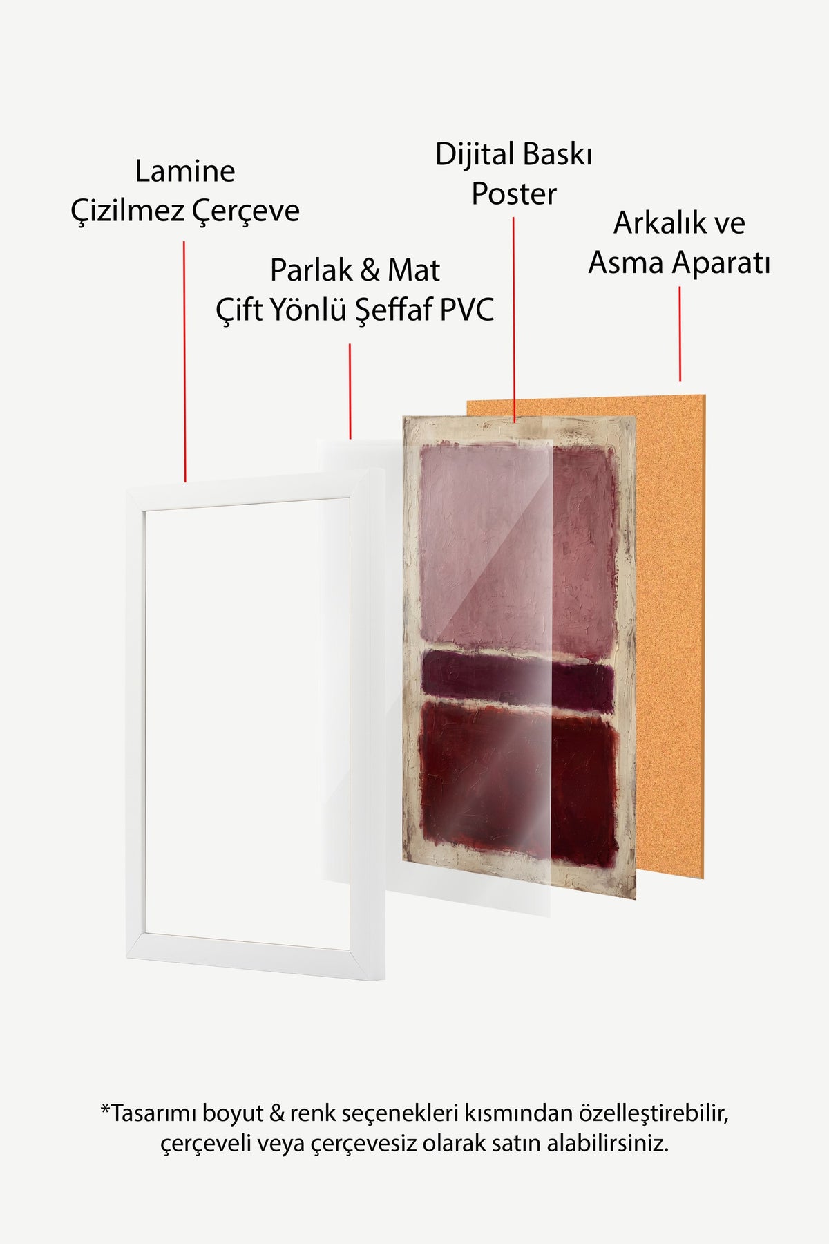 Soyut Renk Blokları Poster – Beyaz Çerçeveli Tablo