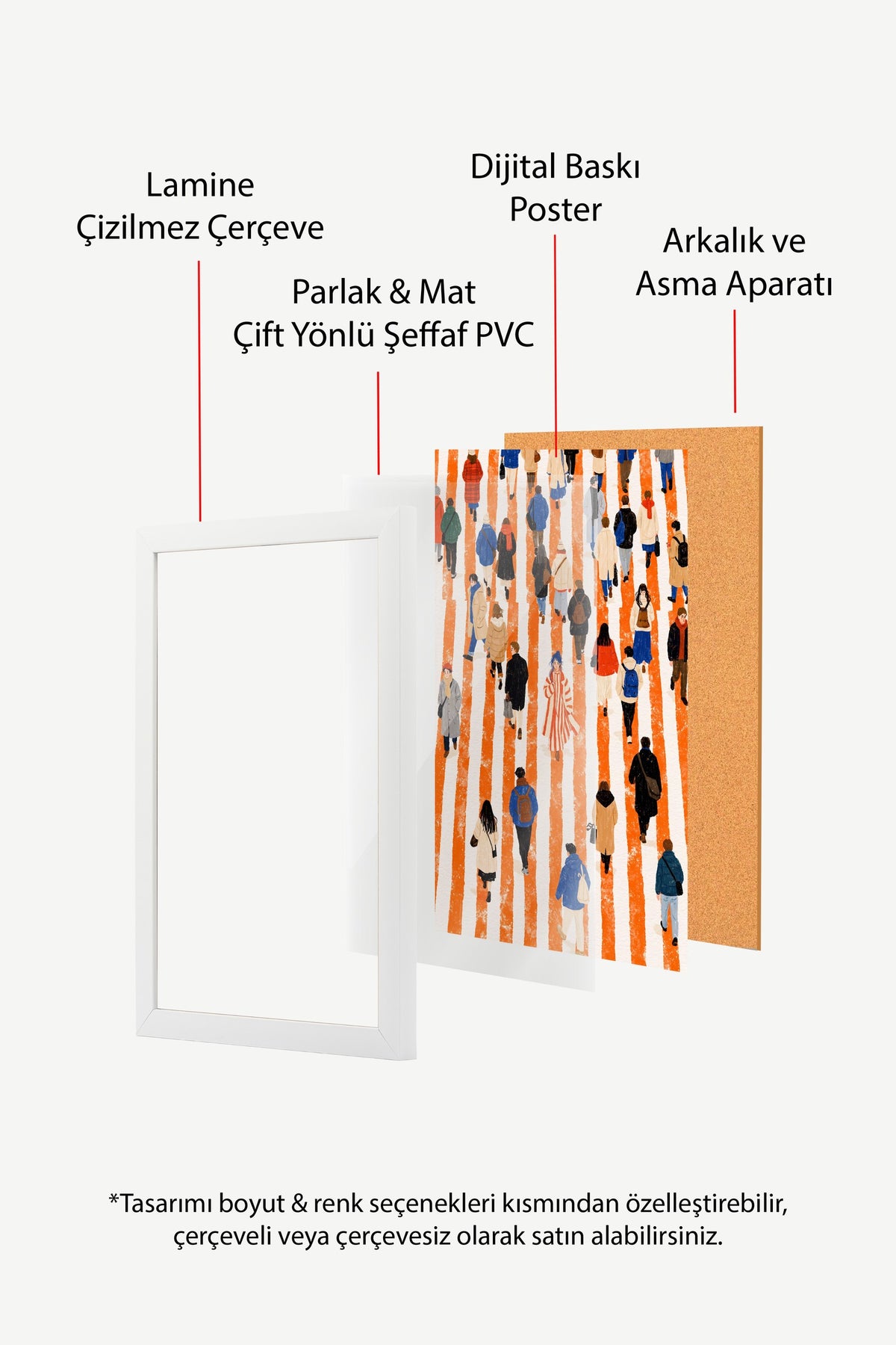 Kalabalıkta Farklılaşan Kişi Poster – Beyaz Çerçeveli Tablo