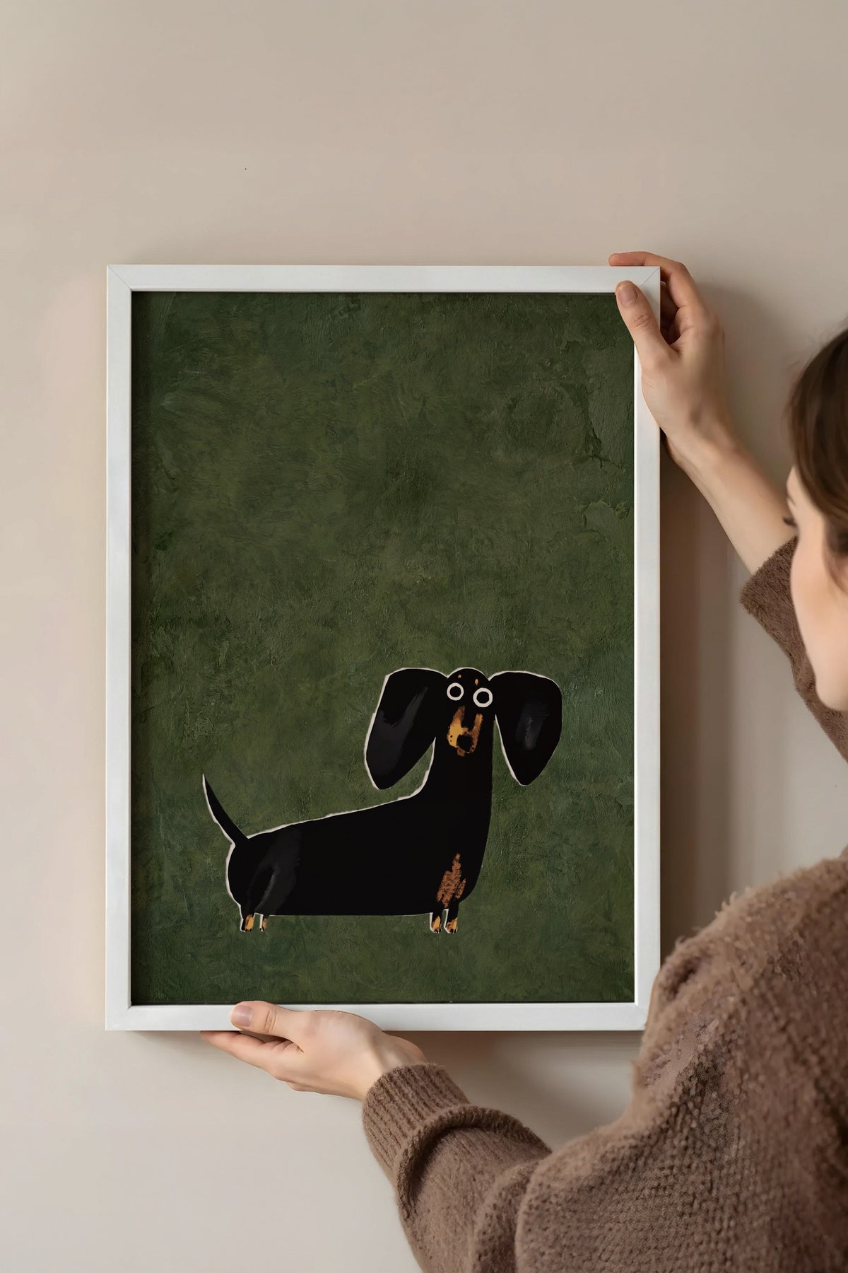 İllüstrasyon Köpek Tasarımı Poster – Beyaz Çerçeveli Tablo