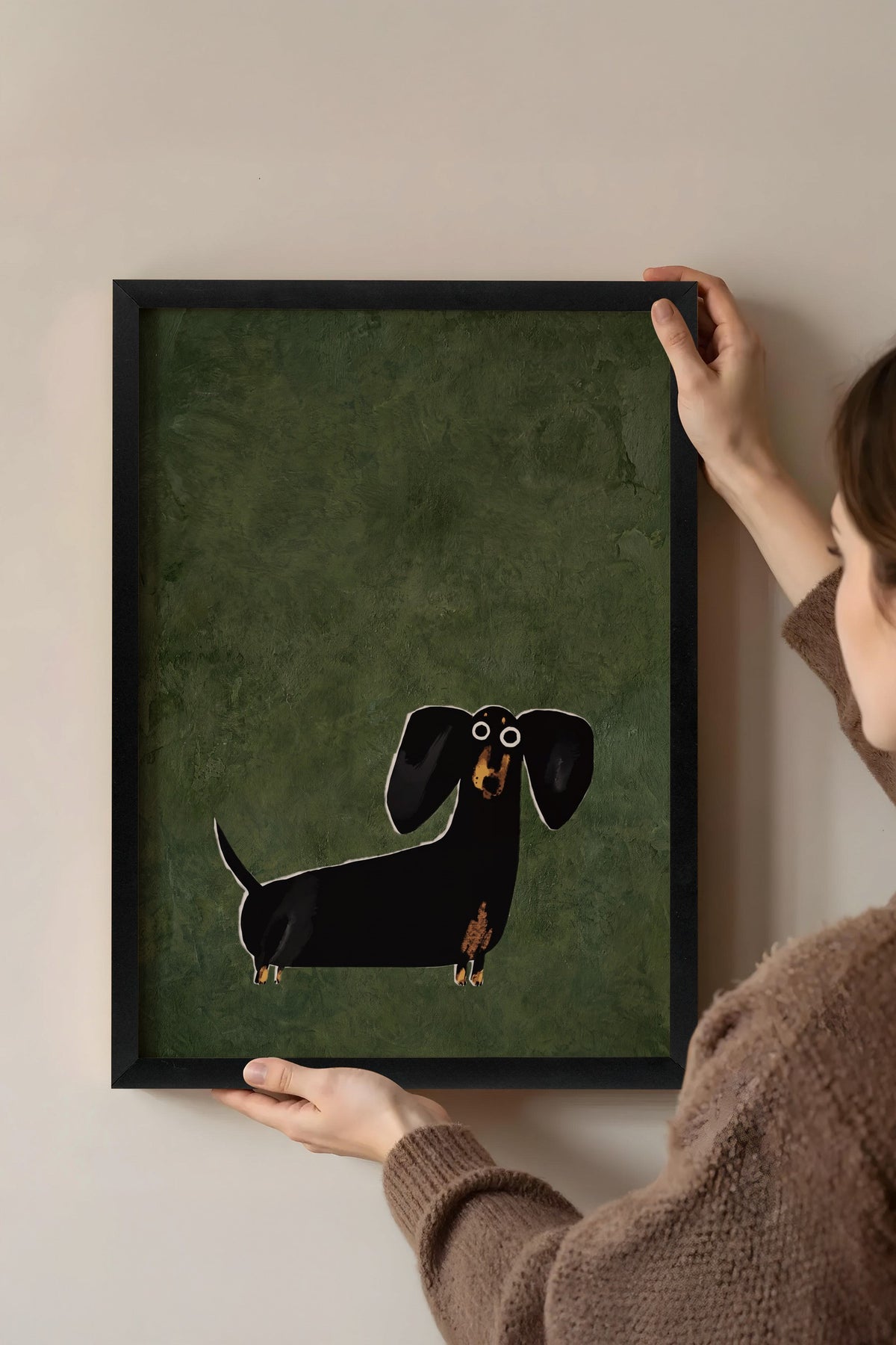 İllüstrasyon Köpek Tasarımı Poster – Siyah Çerçeveli Tablo