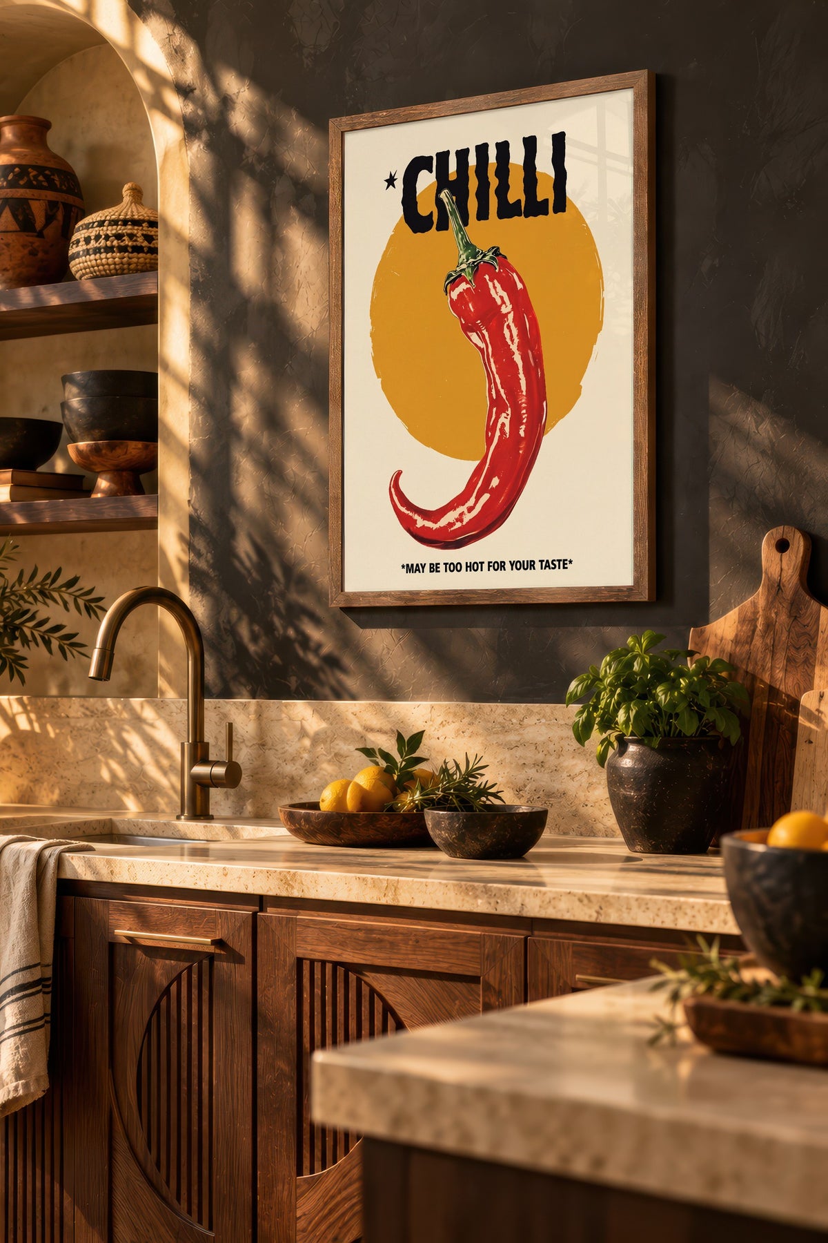 CHILLI Poster – Kahverengi Çerçeveli Tablo