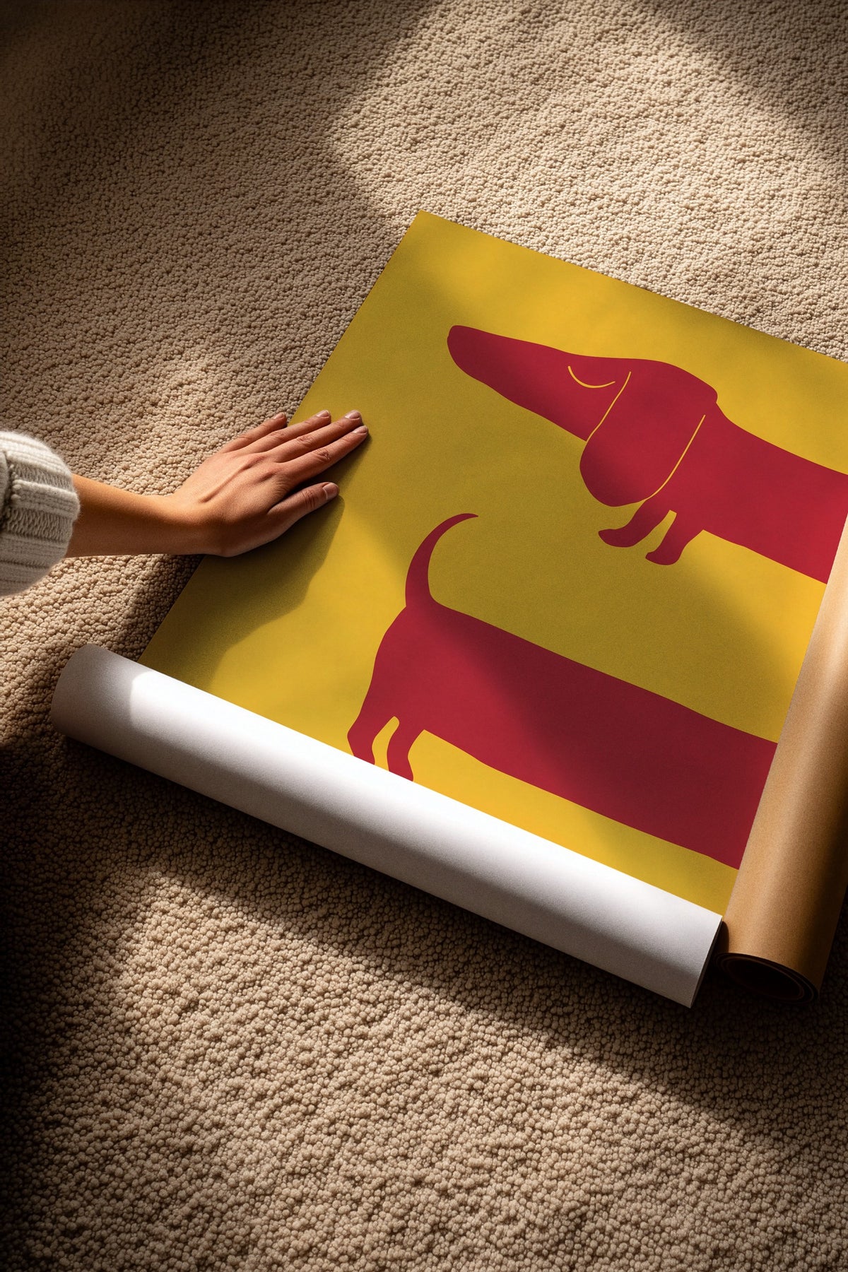 Minimalist Uzun Köpek İllüstrasyonu Çerçevesiz Poster