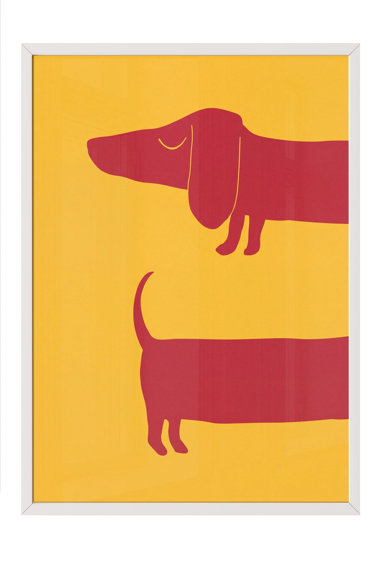 Minimalist Uzun Köpek İllüstrasyonu Poster – Beyaz Çerçeveli Tablo