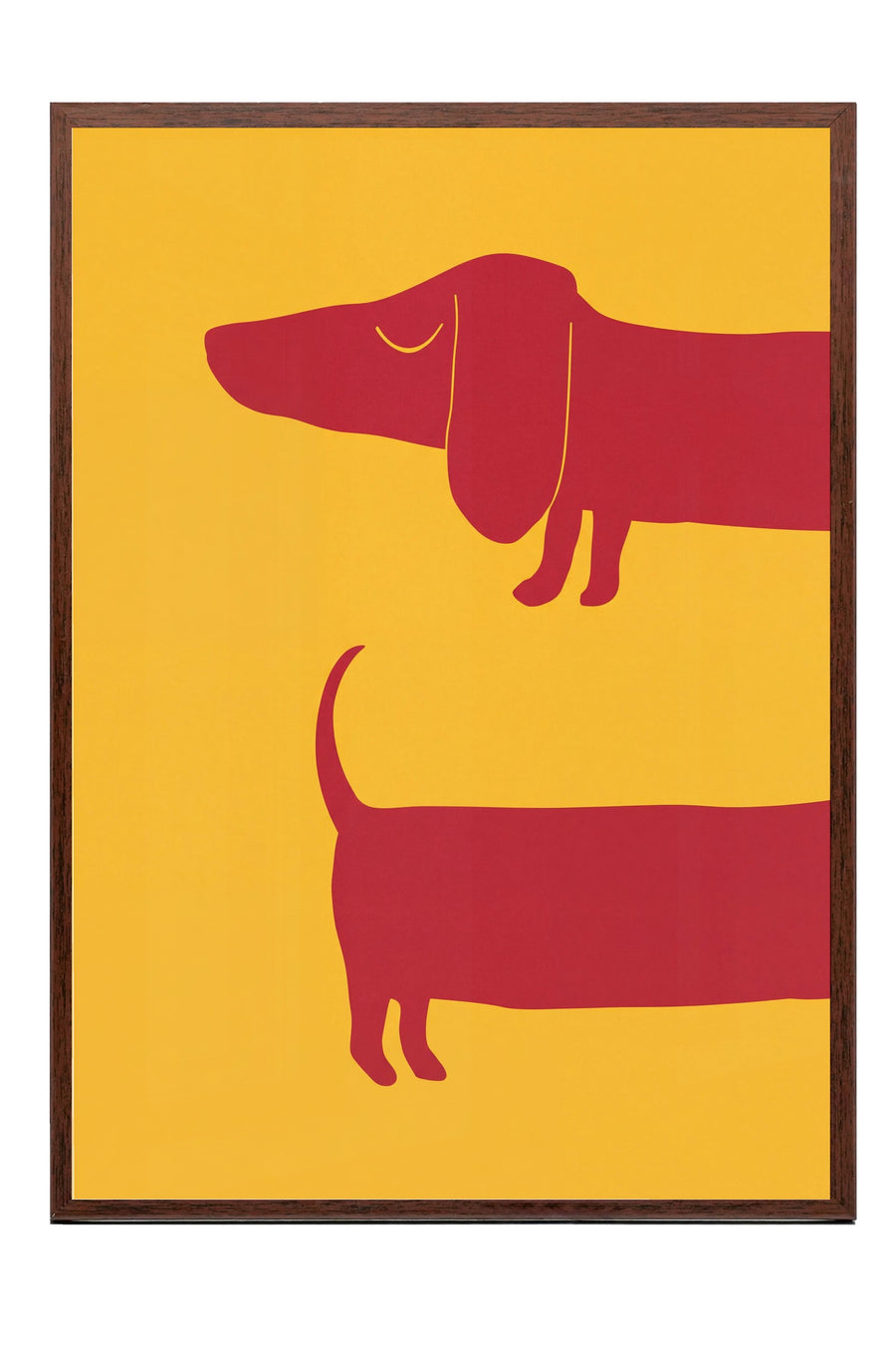 Minimalist Uzun Köpek İllüstrasyonu Poster – Kahverengi Çerçeveli Tablo