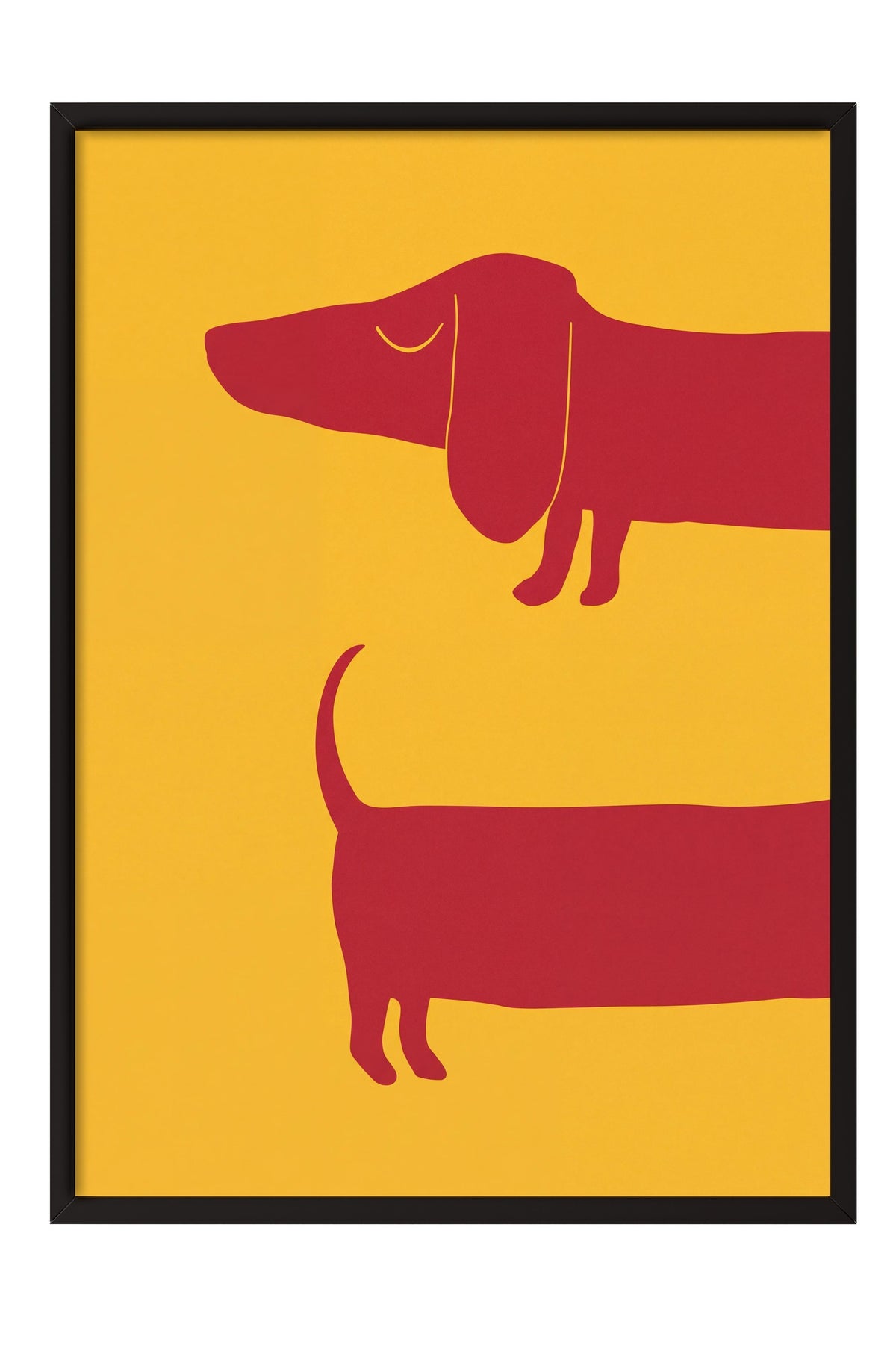 Minimalist Uzun Köpek İllüstrasyonu Poster – Siyah Çerçeveli Tablo