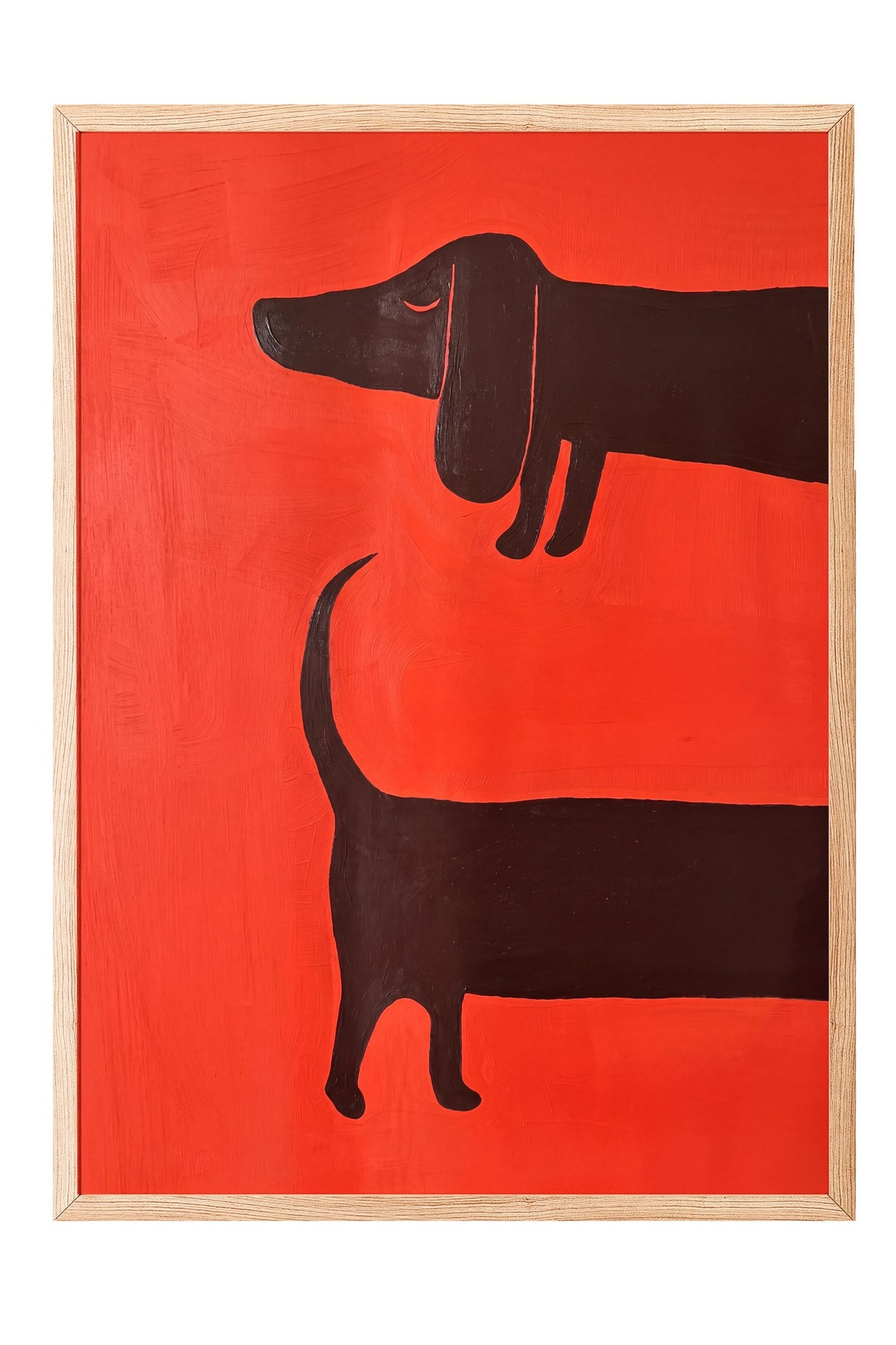 Minimalist Köpek İllüstrasyonu Poster – Ahşap Çerçeveli Tablo