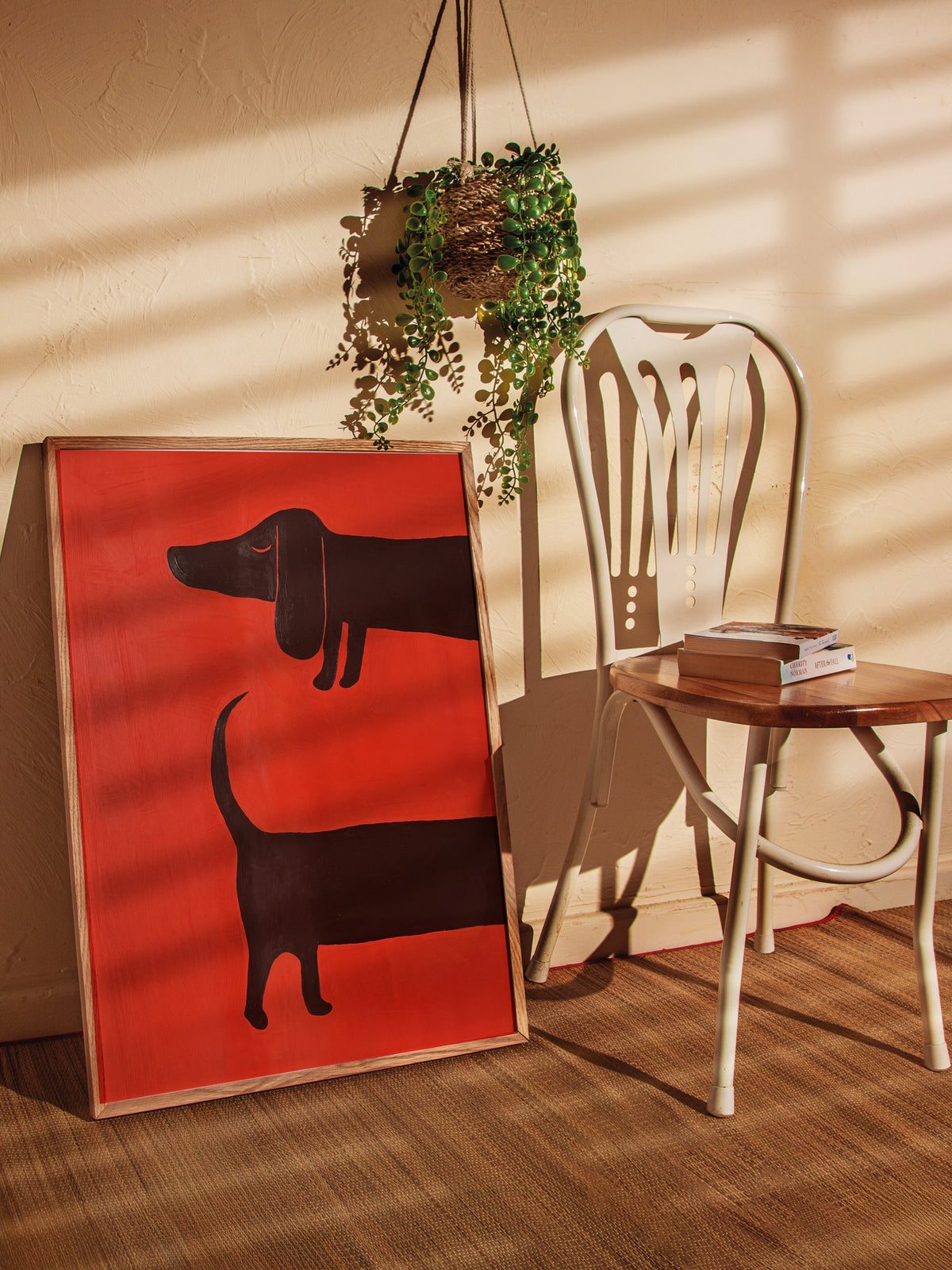 Minimalist Köpek İllüstrasyonu Poster – Ahşap Çerçeveli Tablo