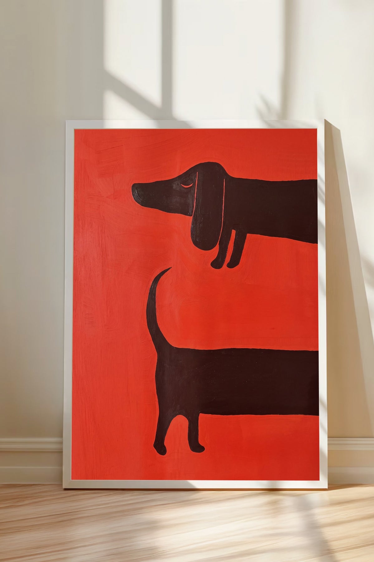 Minimalist Köpek İllüstrasyonu Poster – Beyaz Çerçeveli Tablo
