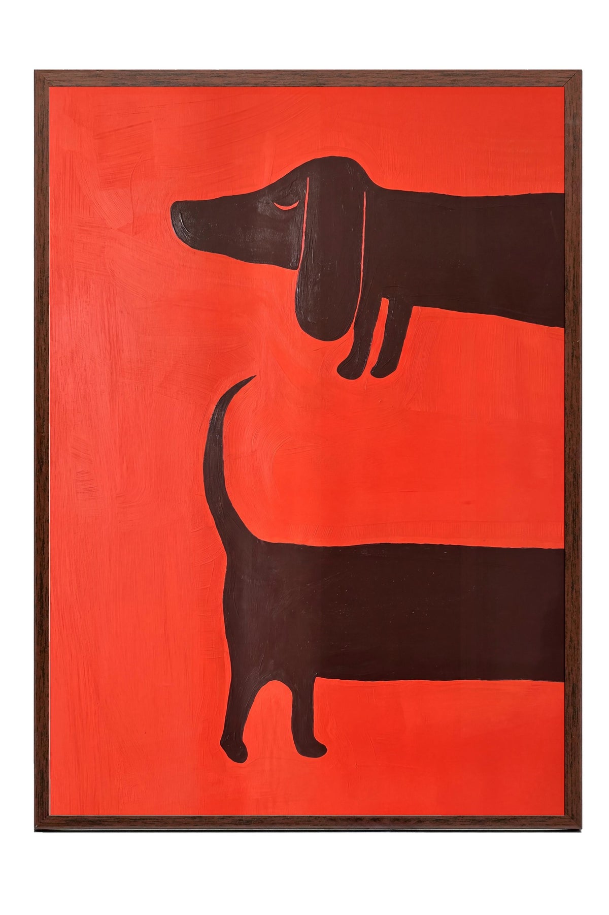 Minimalist Köpek İllüstrasyonu Poster – Kahverengi Çerçeveli Tablo