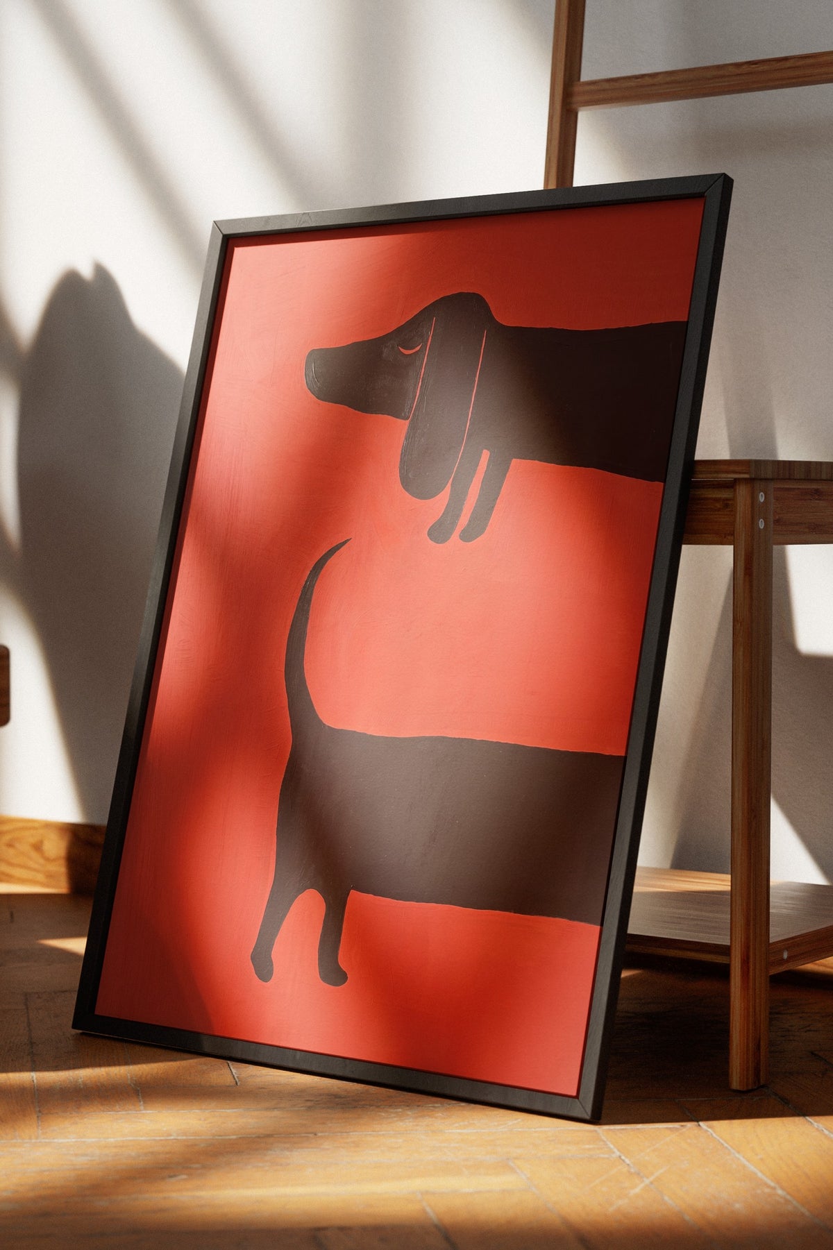 Minimalist Köpek İllüstrasyonu Poster – Siyah Çerçeveli Tablo