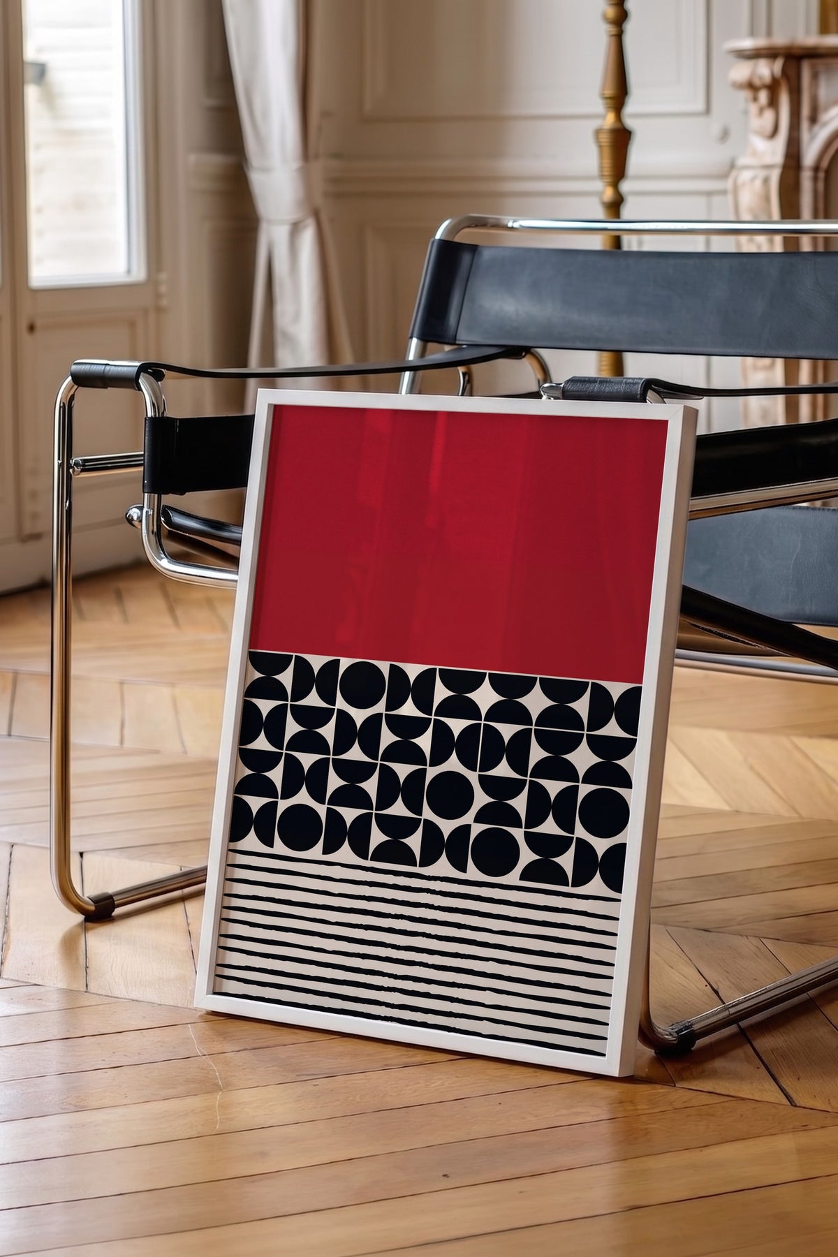 Geometrik Soyut Desen Poster – Beyaz Çerçeveli Tablo