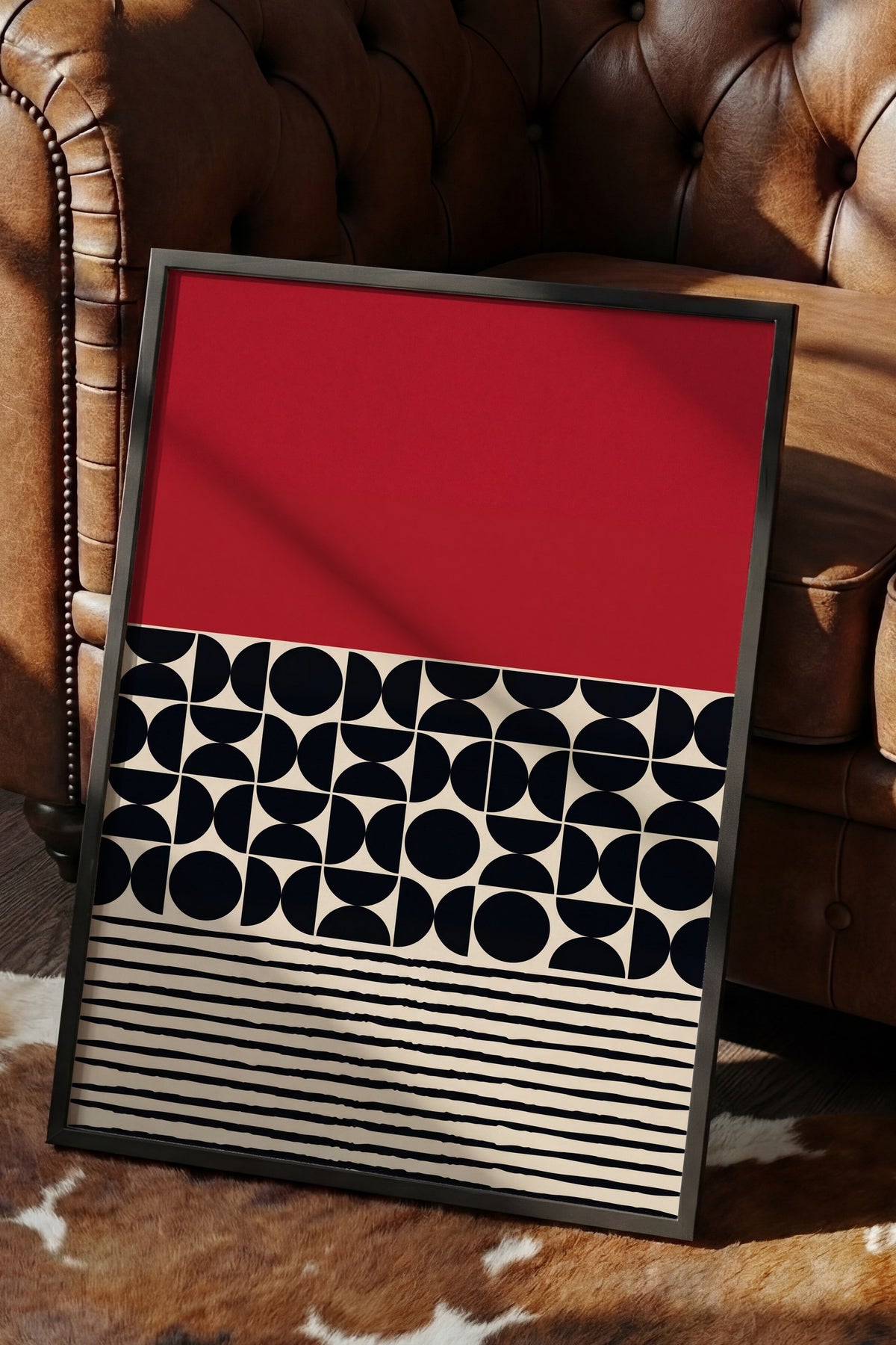 Geometrik Soyut Desen Poster – Siyah Çerçeveli Tablo