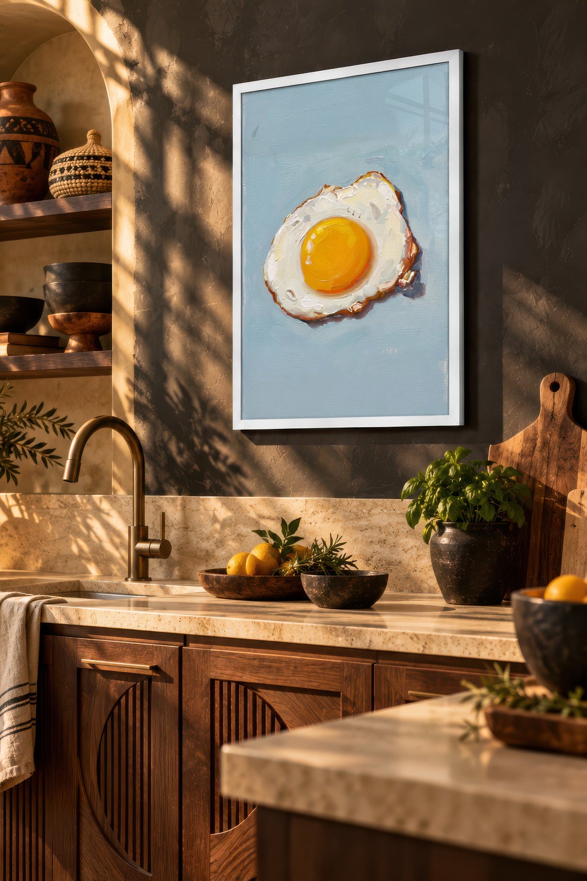 Yağlı Boya Yumurta Poster – Beyaz Çerçeveli Tablo