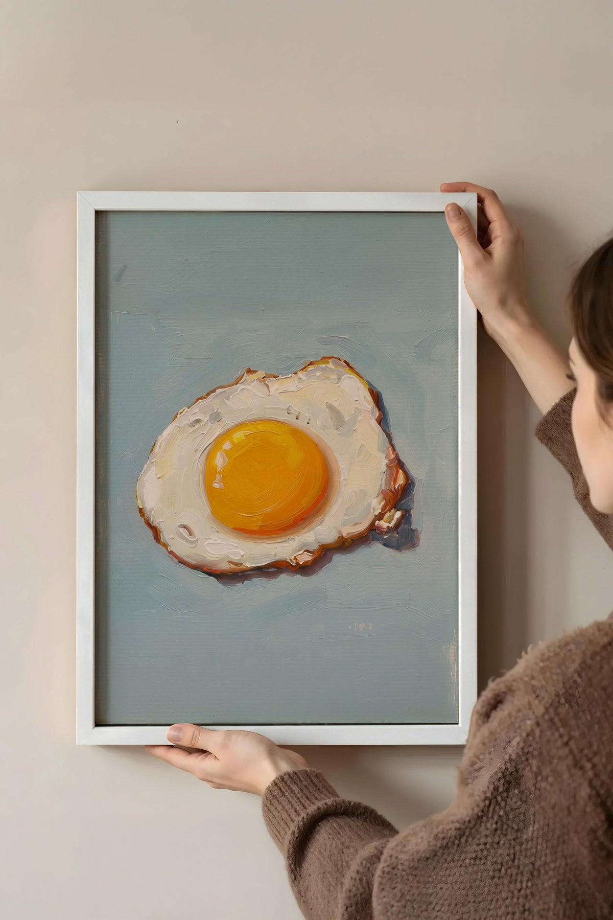 Yağlı Boya Yumurta Poster – Beyaz Çerçeveli Tablo