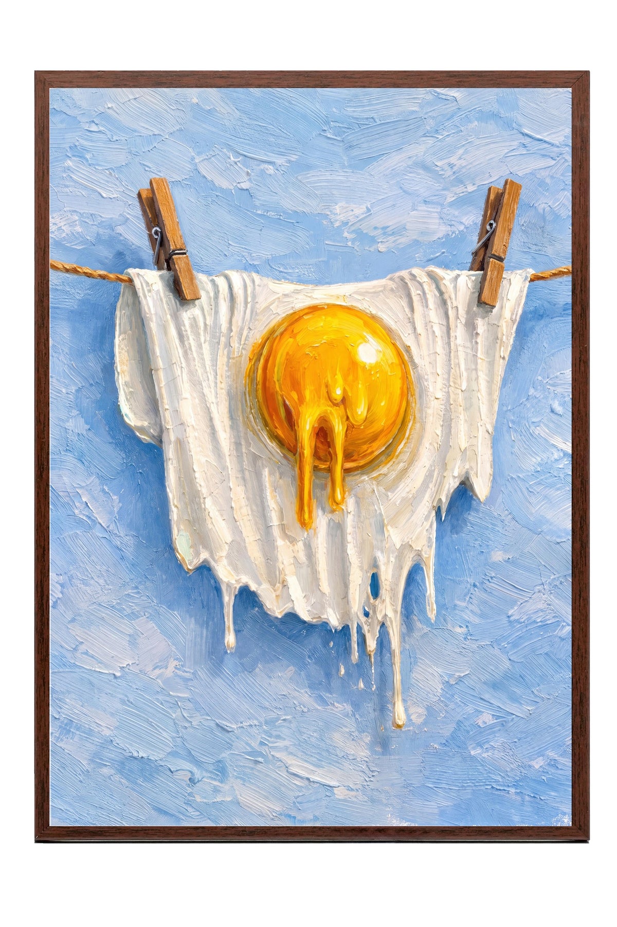 Eriyen Yumurta Sanatı Poster – Kahverengi Çerçeveli Tablo