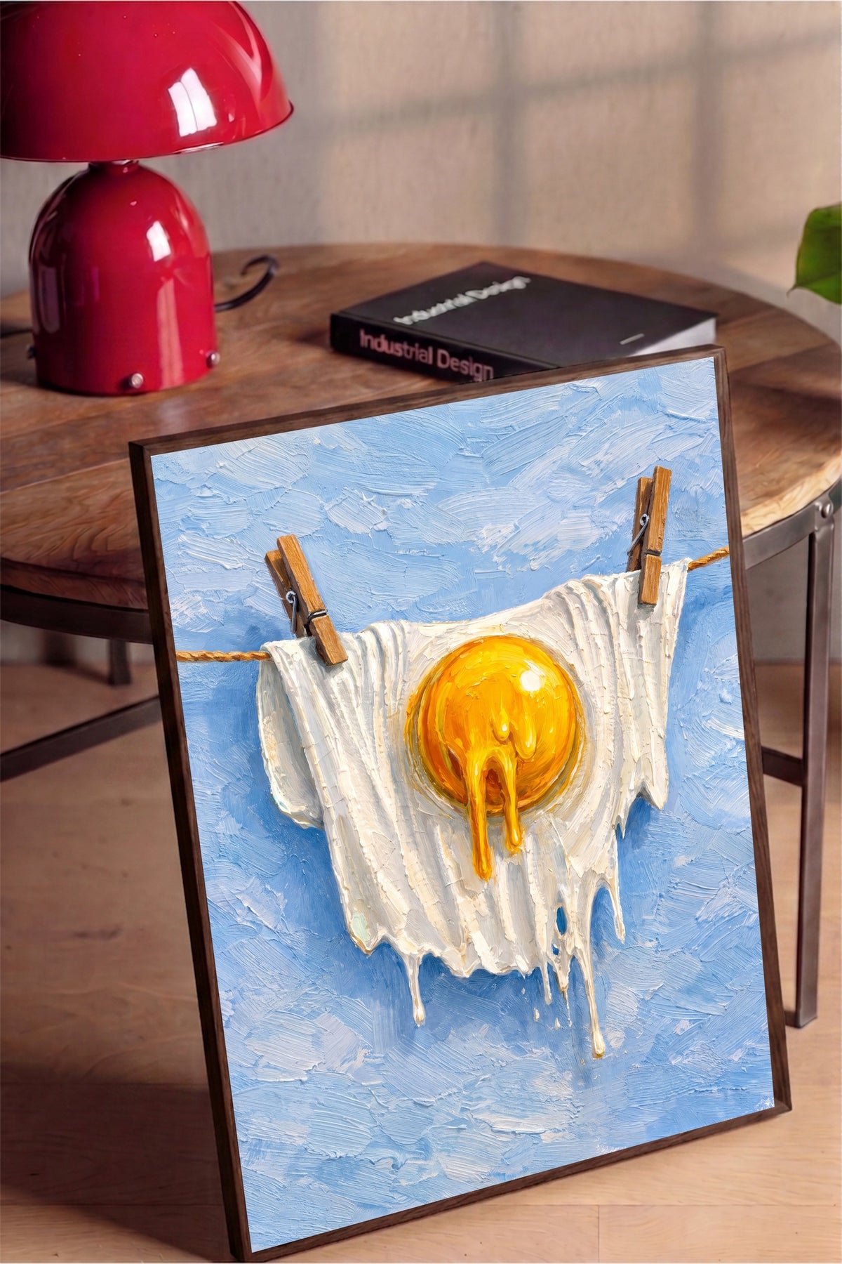 Eriyen Yumurta Sanatı Poster – Kahverengi Çerçeveli Tablo