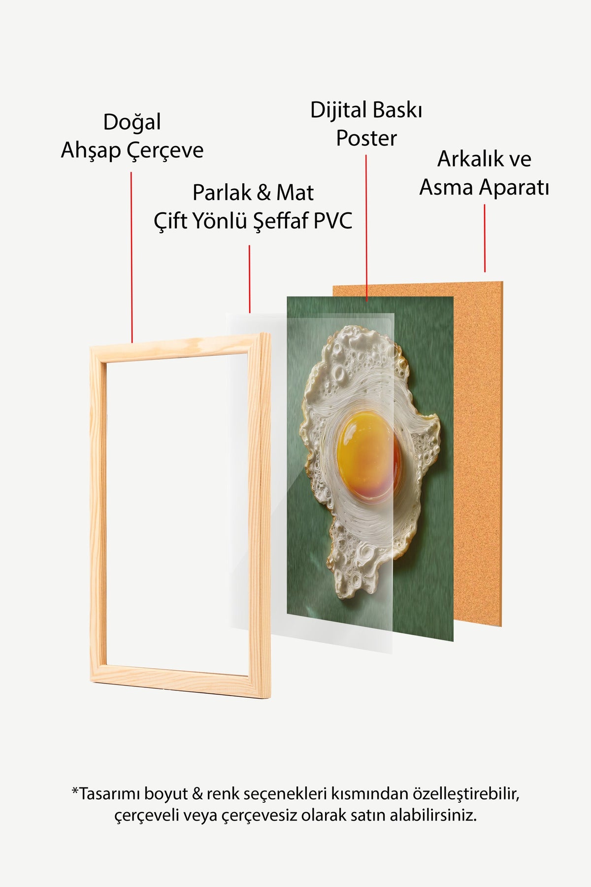 Yumurta İllüstrasyonu Poster – Ahşap Çerçeveli Tablo