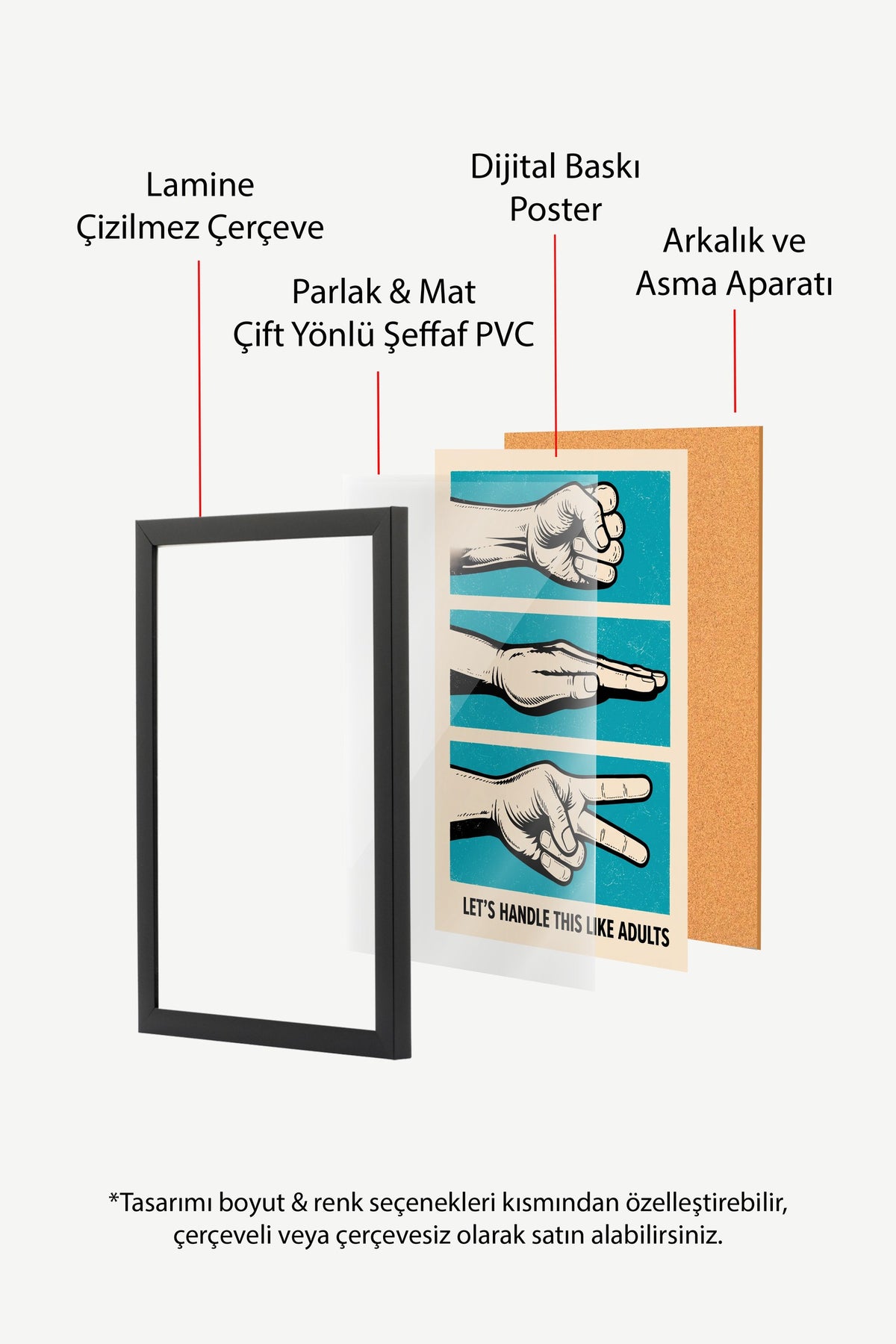 LET'S HANDLE THIS LIKE ADULTS Poster – Siyah Çerçeveli Tablo