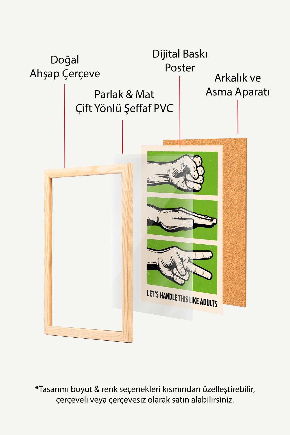 Let's Handle This Like Adults Poster – Ahşap Çerçeveli Tablo