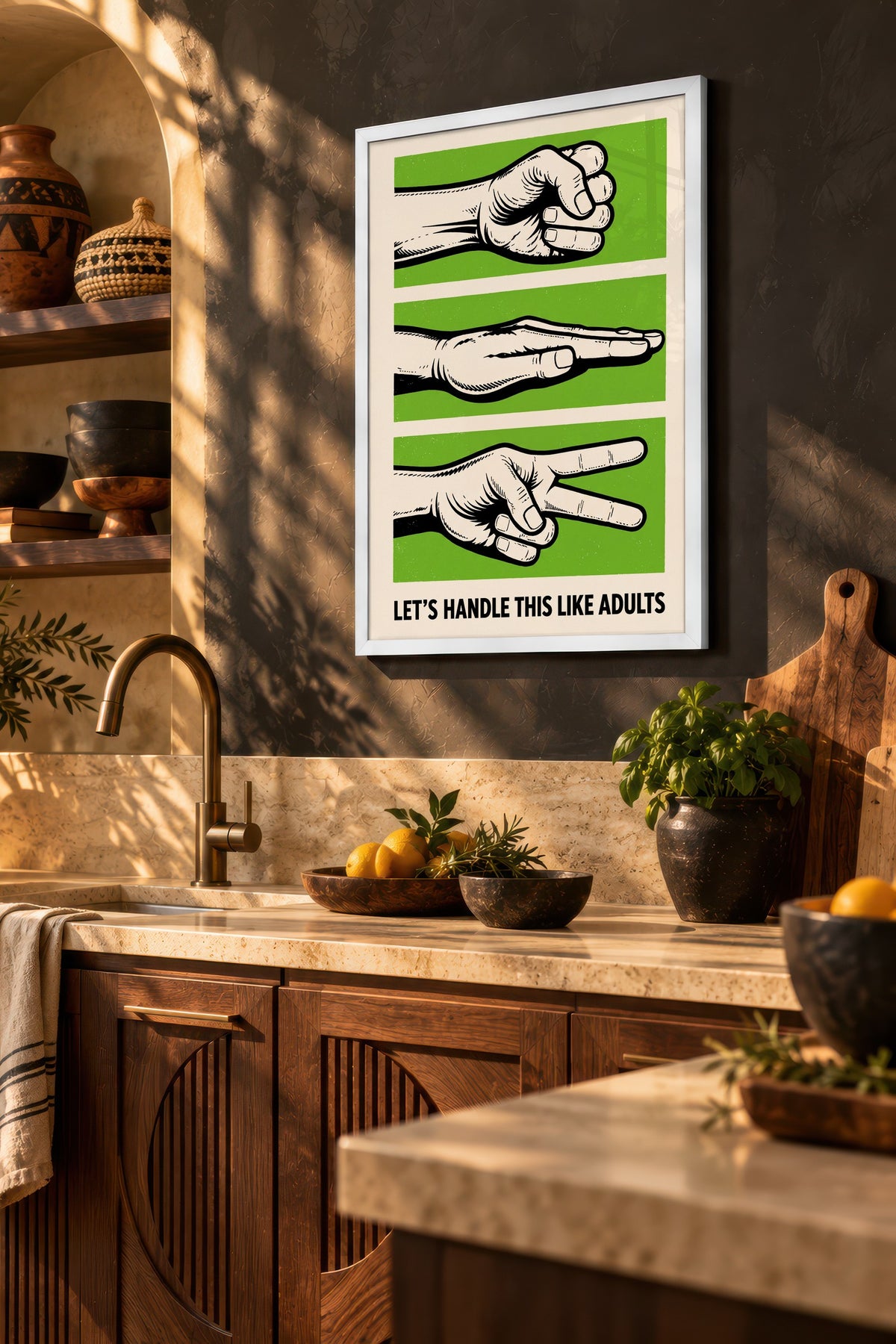 Let's Handle This Like Adults Poster – Beyaz Çerçeveli Tablo