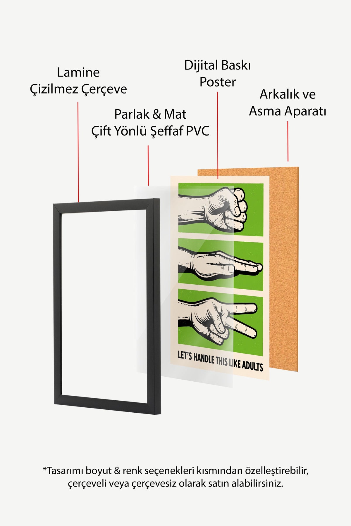 Let's Handle This Like Adults Poster – Siyah Çerçeveli Tablo
