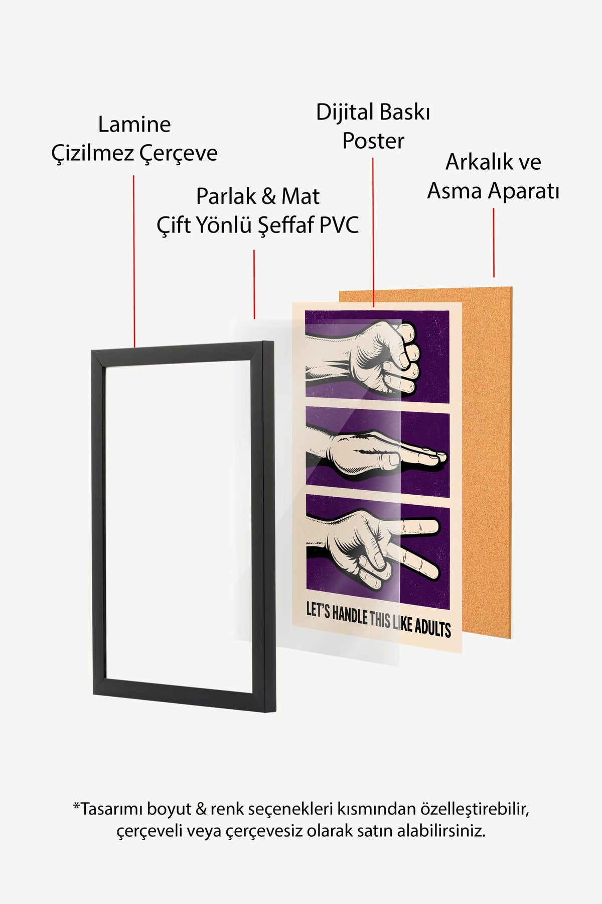 LET'S HANDLE THIS LIKE ADULTS Poster – Siyah Çerçeveli Tablo