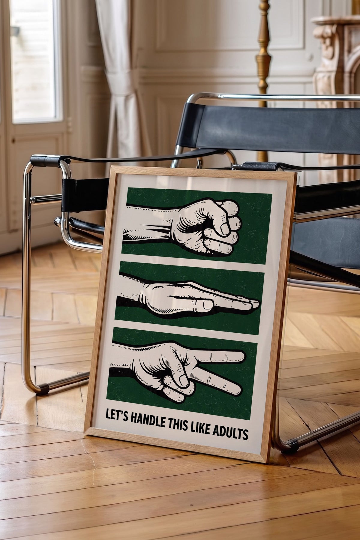 LET'S HANDLE THIS LIKE ADULTS Poster – Ahşap Çerçeveli Tablo