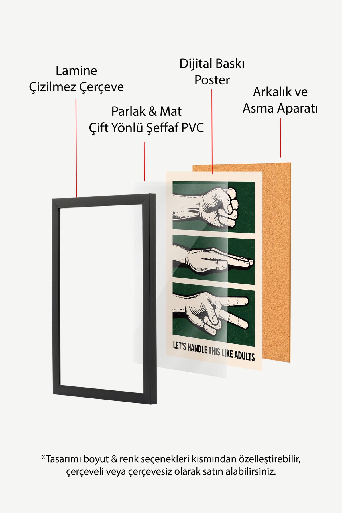 LET'S HANDLE THIS LIKE ADULTS Poster – Siyah Çerçeveli Tablo