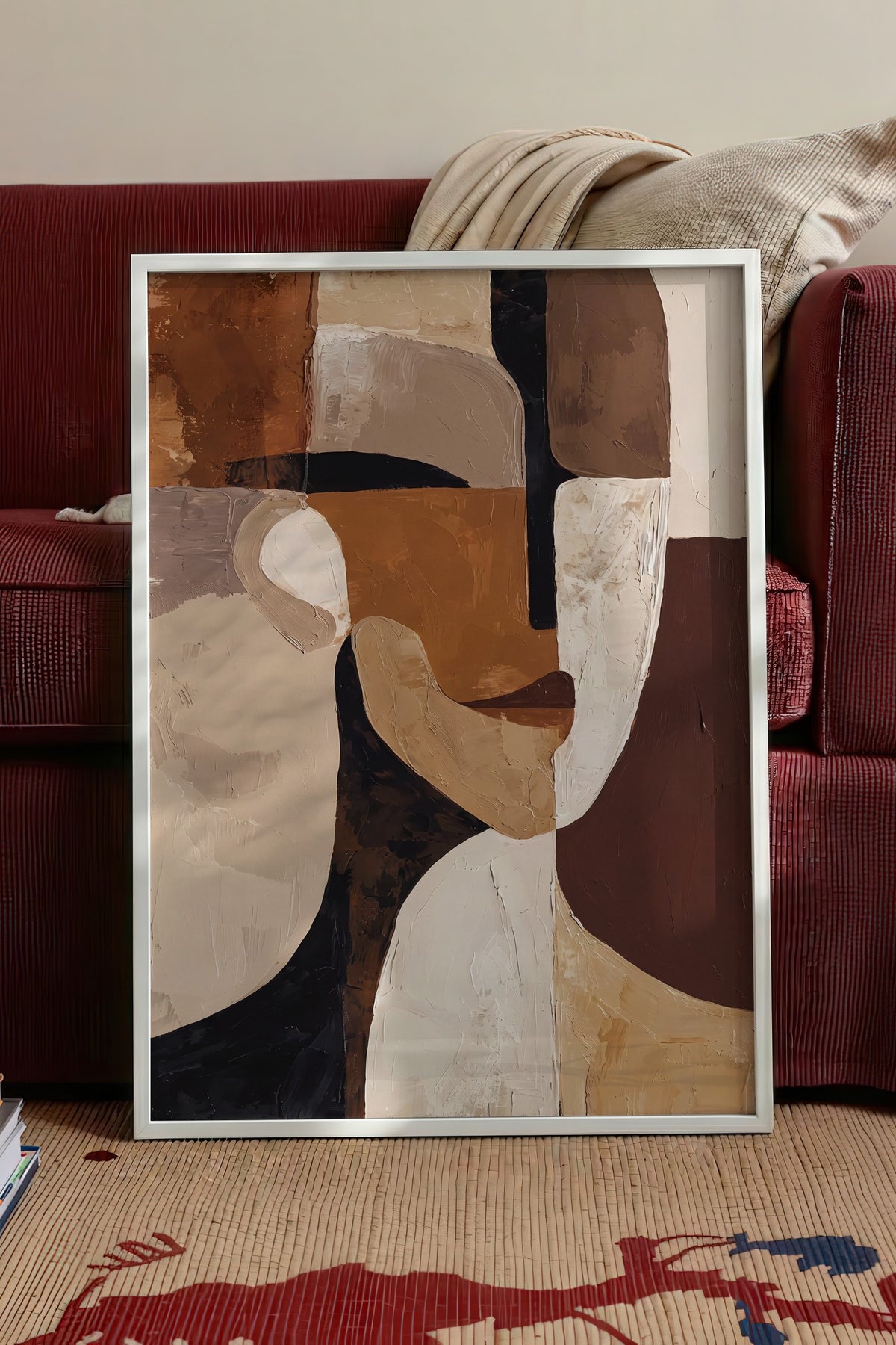 Soyut Yüz Deseni Poster – Beyaz Çerçeveli Tablo