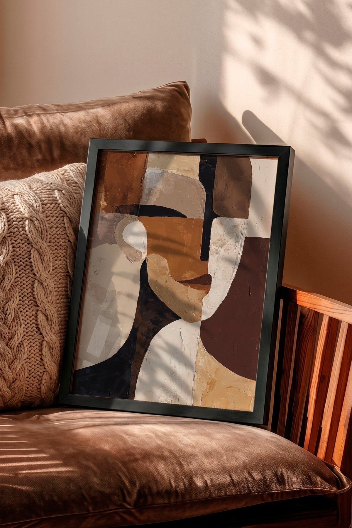 Soyut Yüz Deseni Poster – Siyah Çerçeveli Tablo