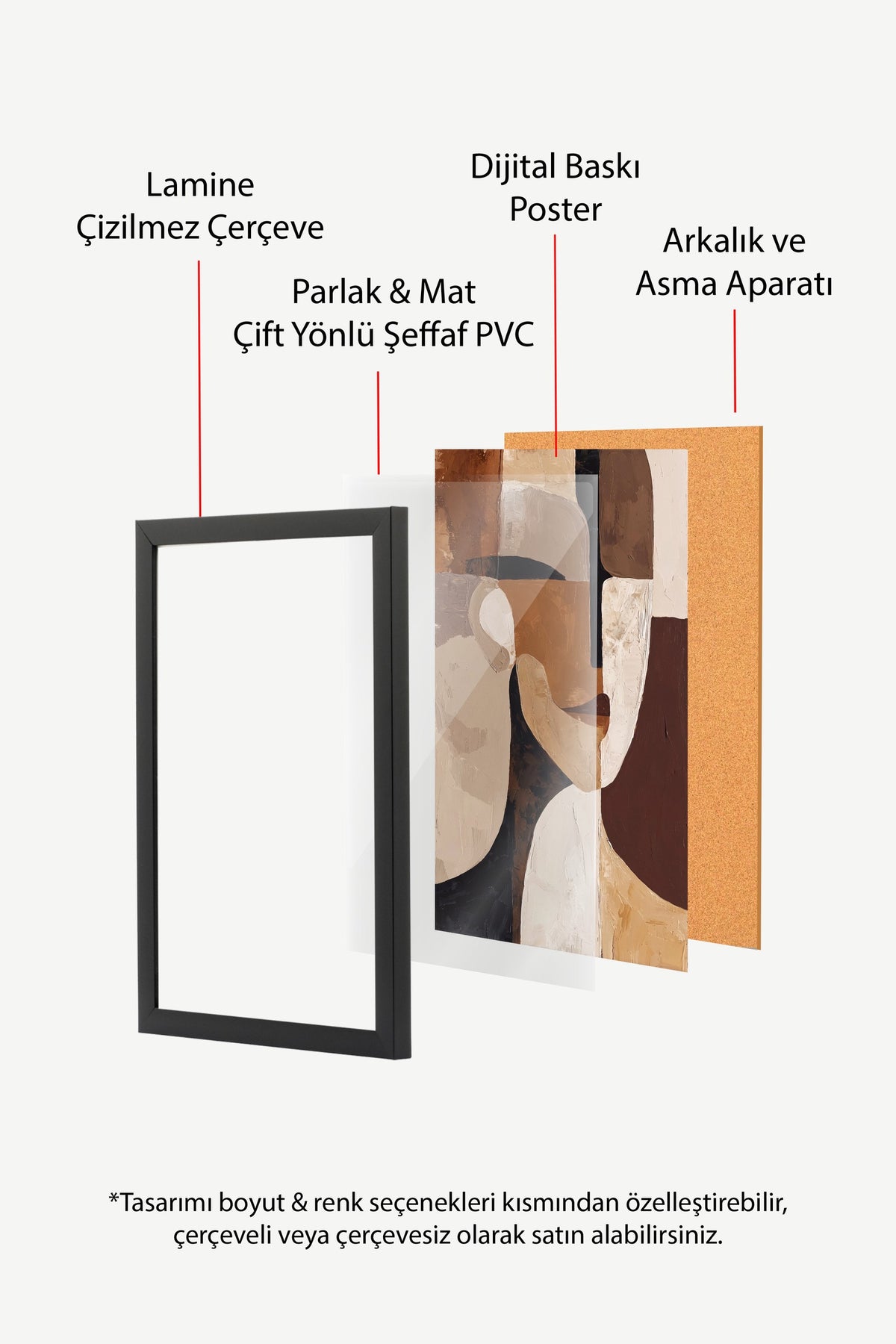 Soyut Yüz Deseni Poster – Siyah Çerçeveli Tablo