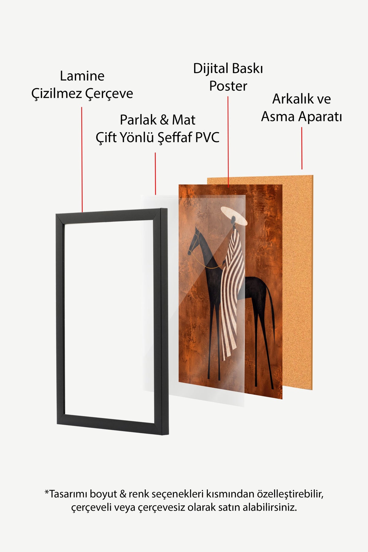 Binicilik İllüstrasyonu Poster – Siyah Çerçeveli Tablo