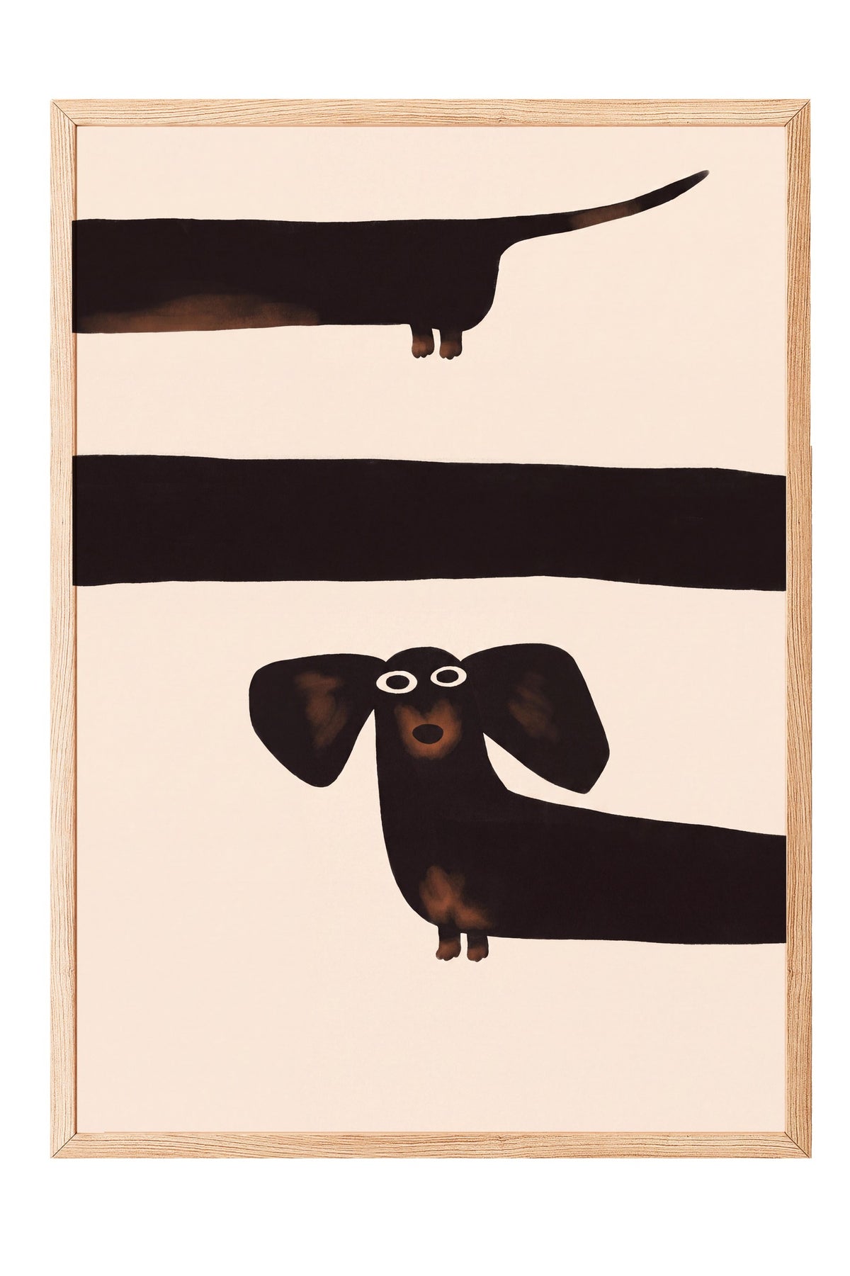 Minimalist Köpek İllüstrasyonu Poster – Ahşap Çerçeveli Tablo