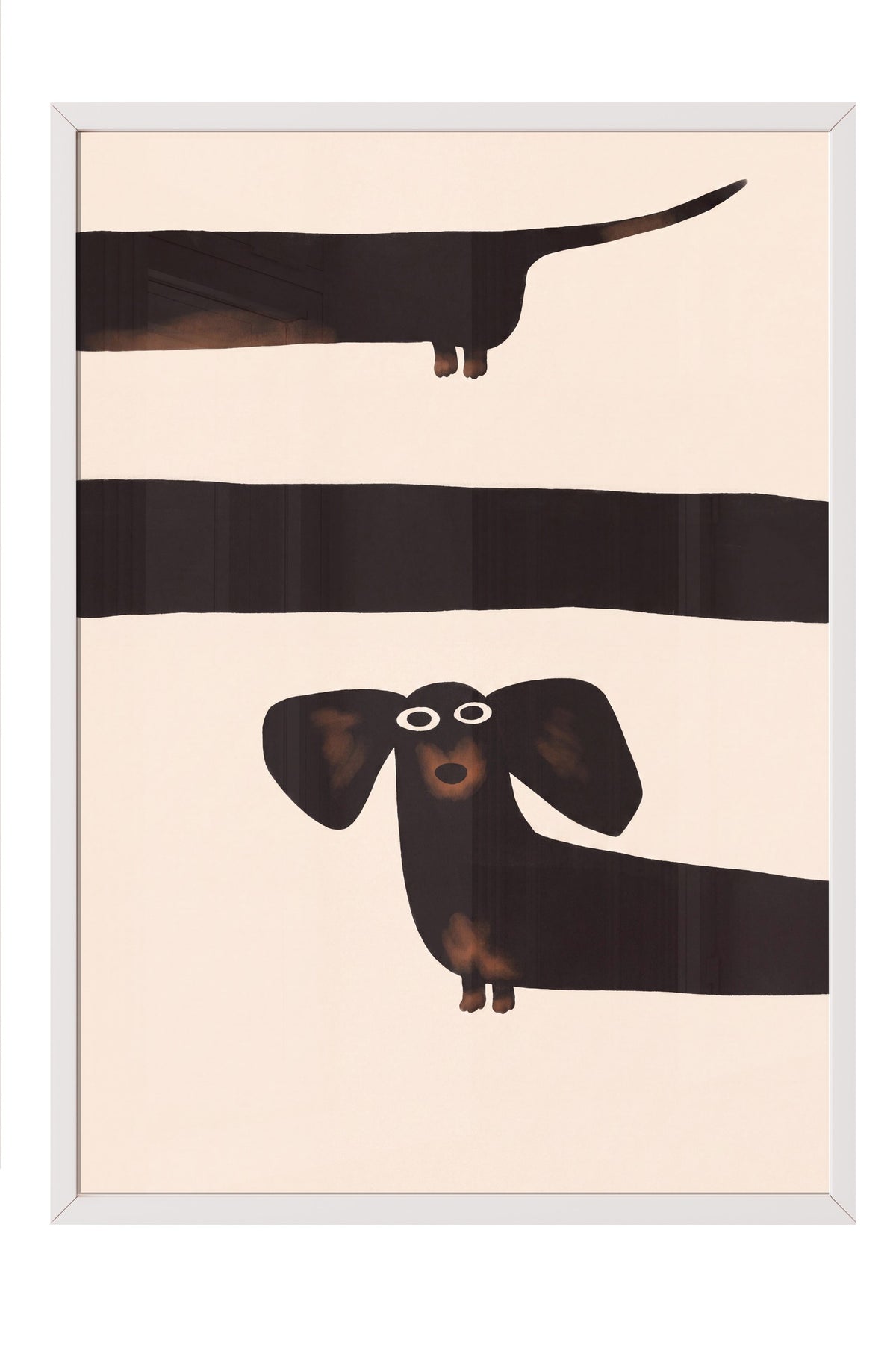 Minimalist Köpek İllüstrasyonu Poster – Beyaz Çerçeveli Tablo