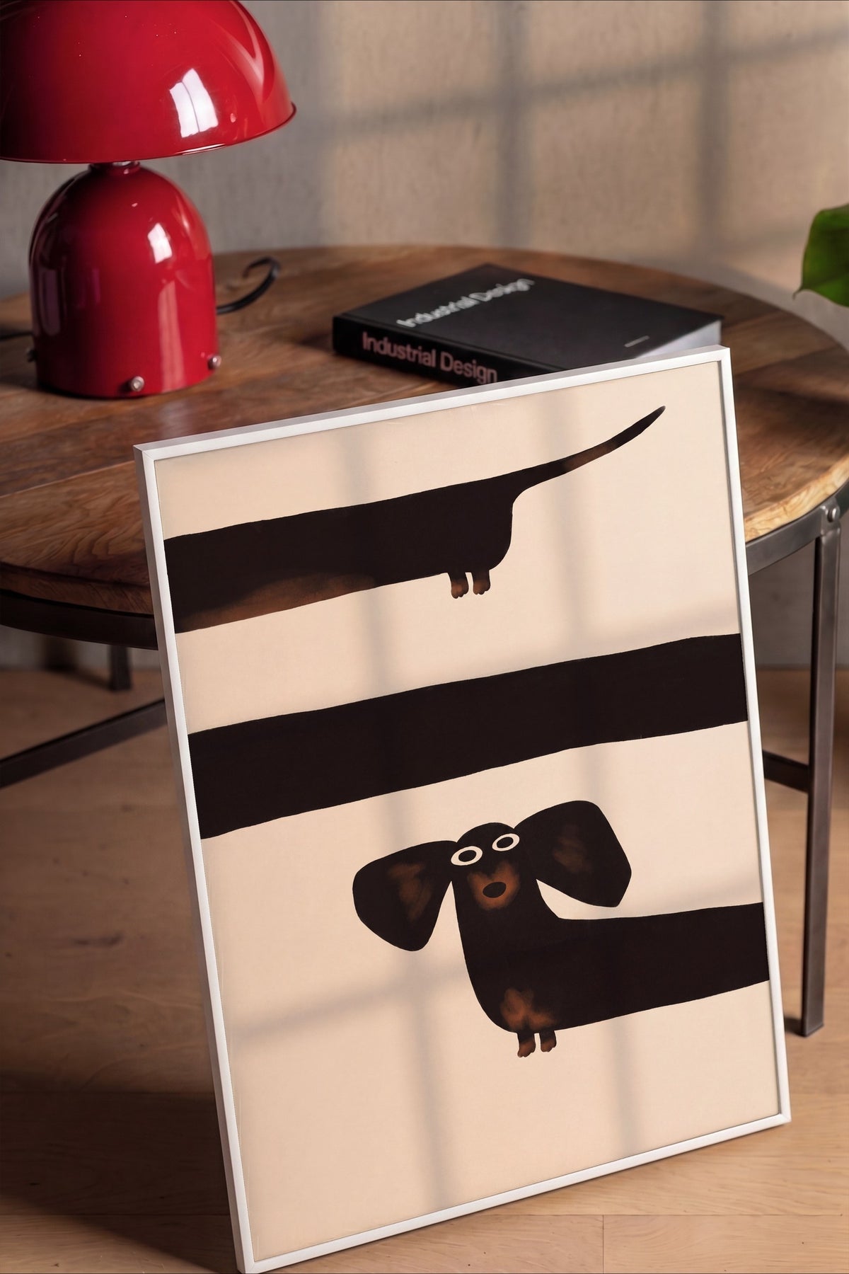 Minimalist Köpek İllüstrasyonu Poster – Beyaz Çerçeveli Tablo