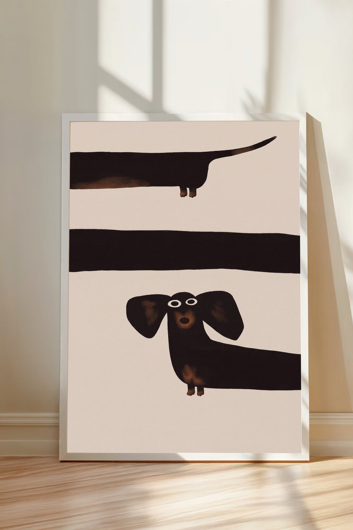 Minimalist Köpek İllüstrasyonu Poster – Beyaz Çerçeveli Tablo